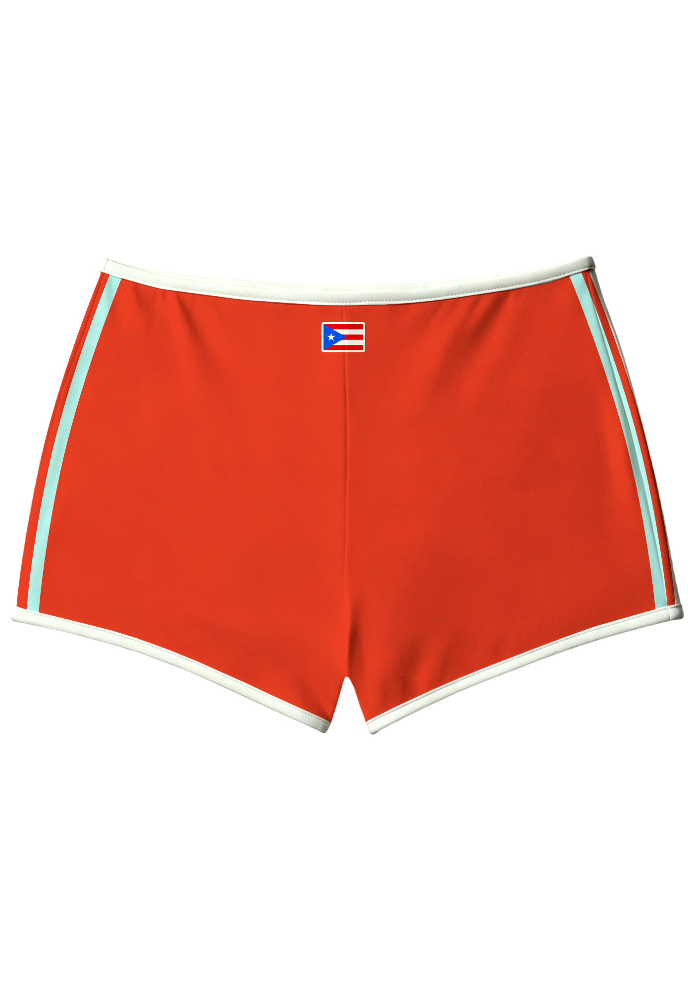 Classic Red White Trim Hibiscus Logo Sport Shorts