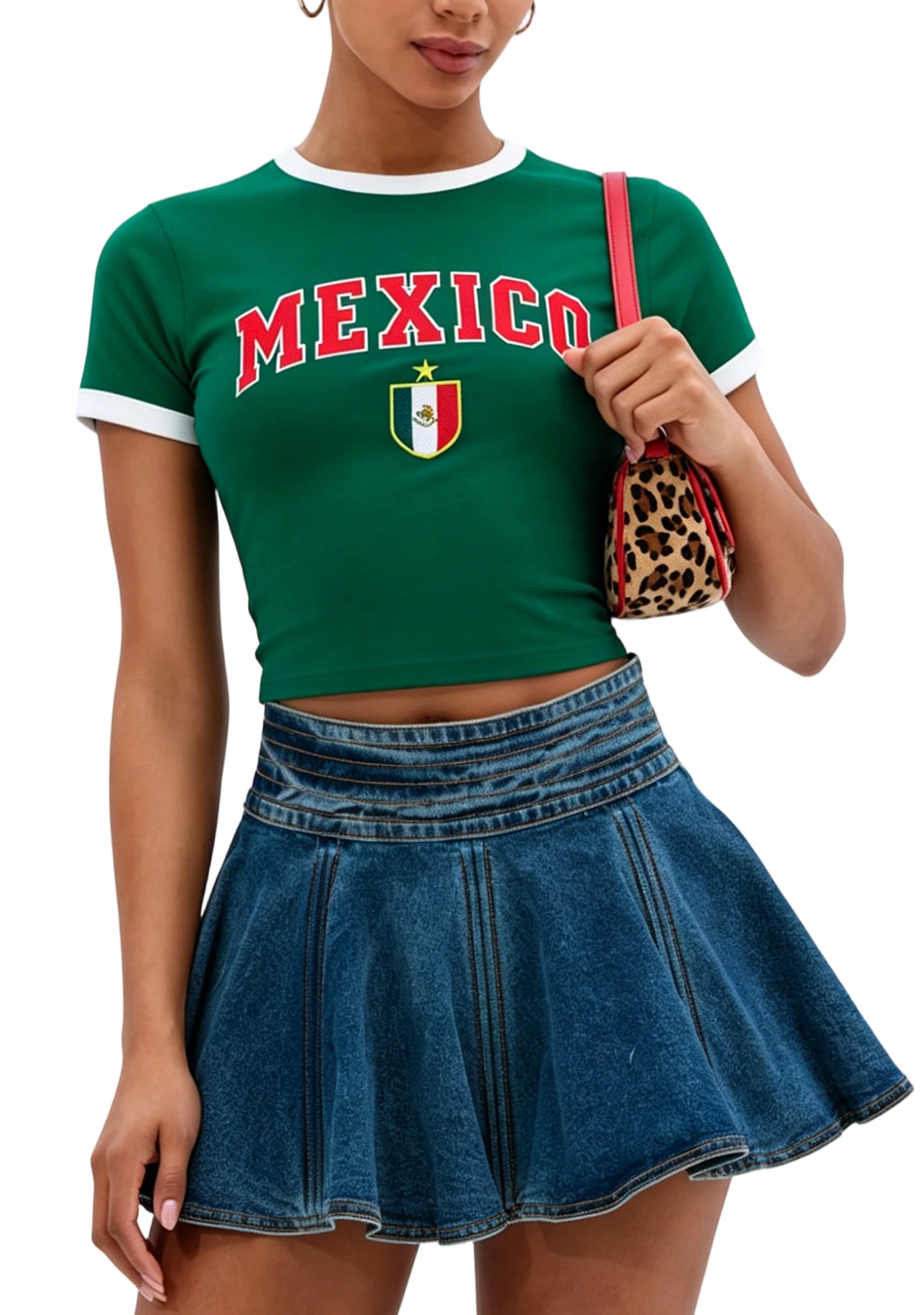 Mexico Varsity Style Y2K Baby Tee