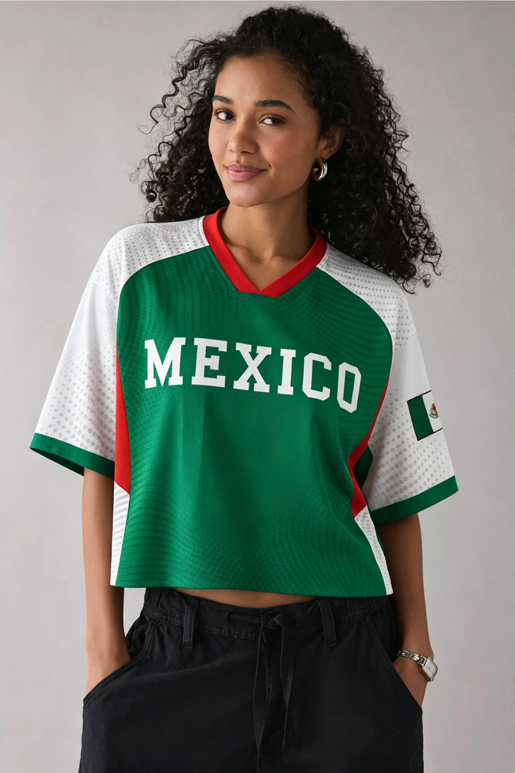 Retro Mexico National Team Fan Cropped Mesh Jersey Shirt