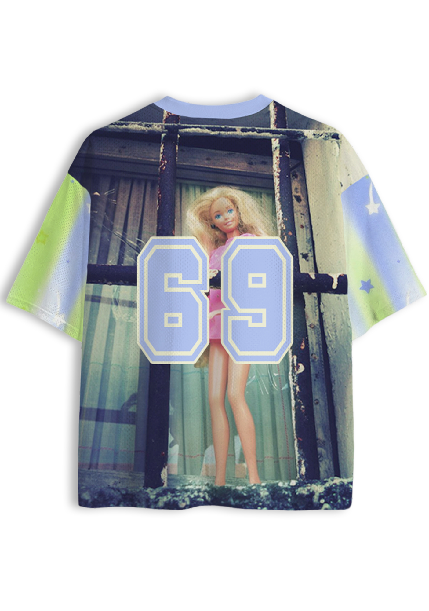 Grunge Y2K Prison Barbie Star Gradient Jersey Shirts