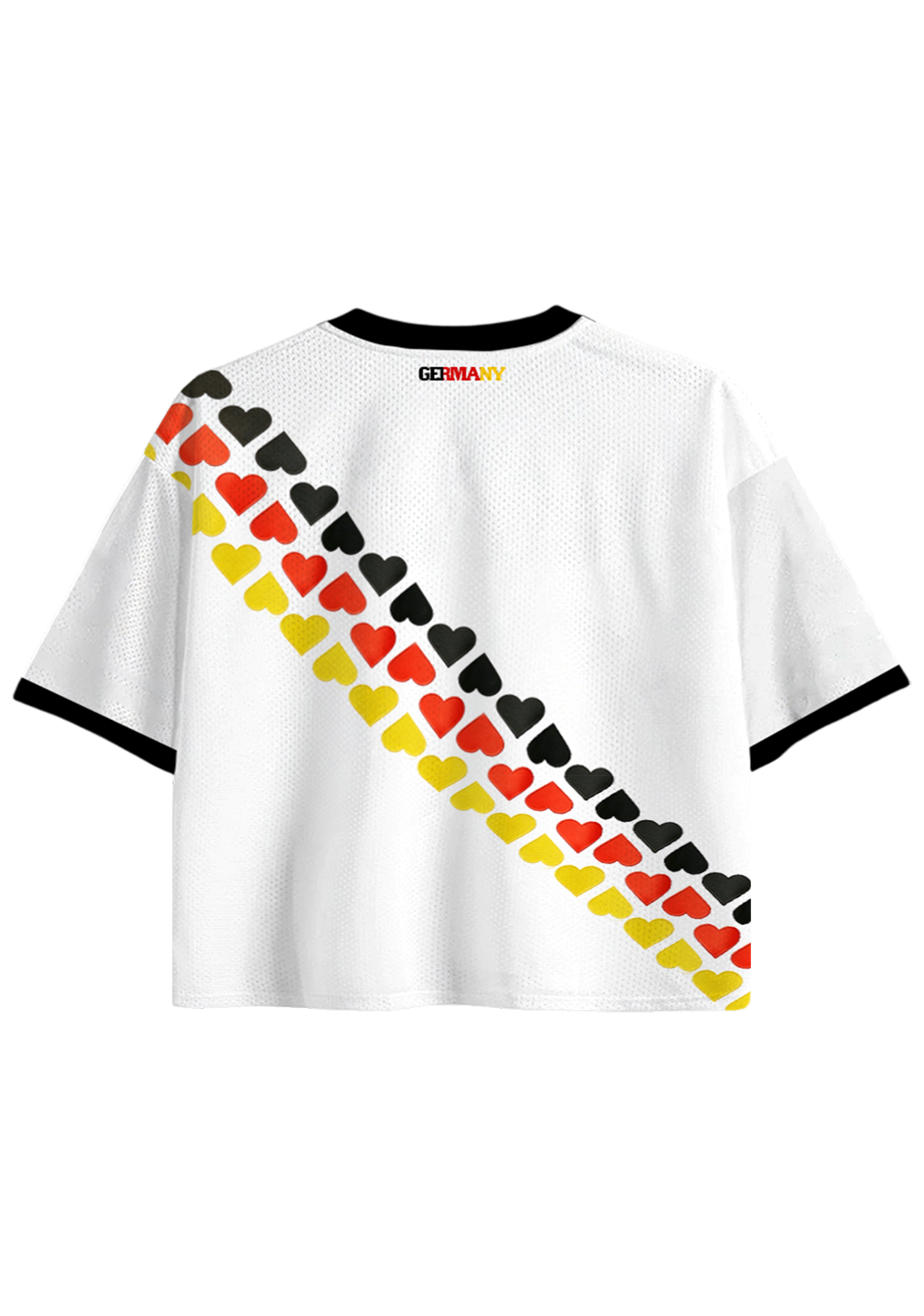 Germany Flag Heart Print Cropped Mesh Jersey Shirt