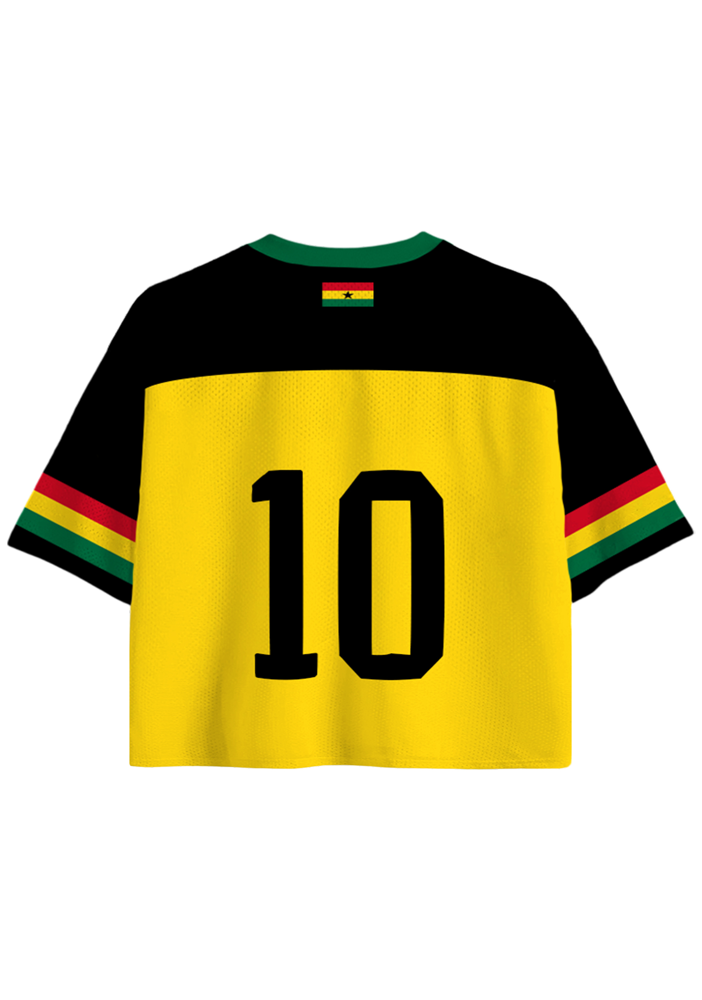Ghana No.10 Color Block Cropped Mesh Jersey Shirt