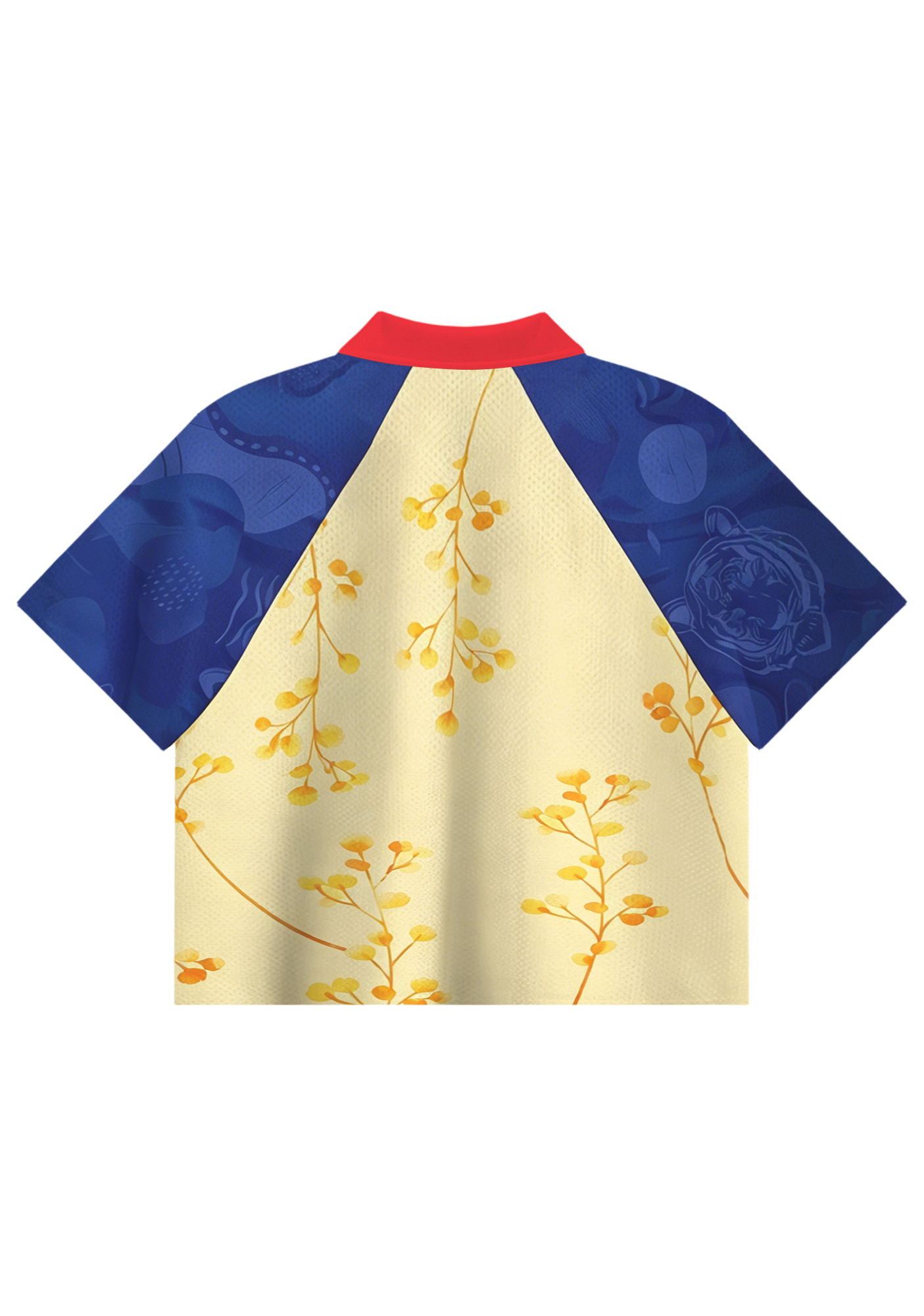 Vintage Floral Print Colombia Cropped Collared Soccer Jersey