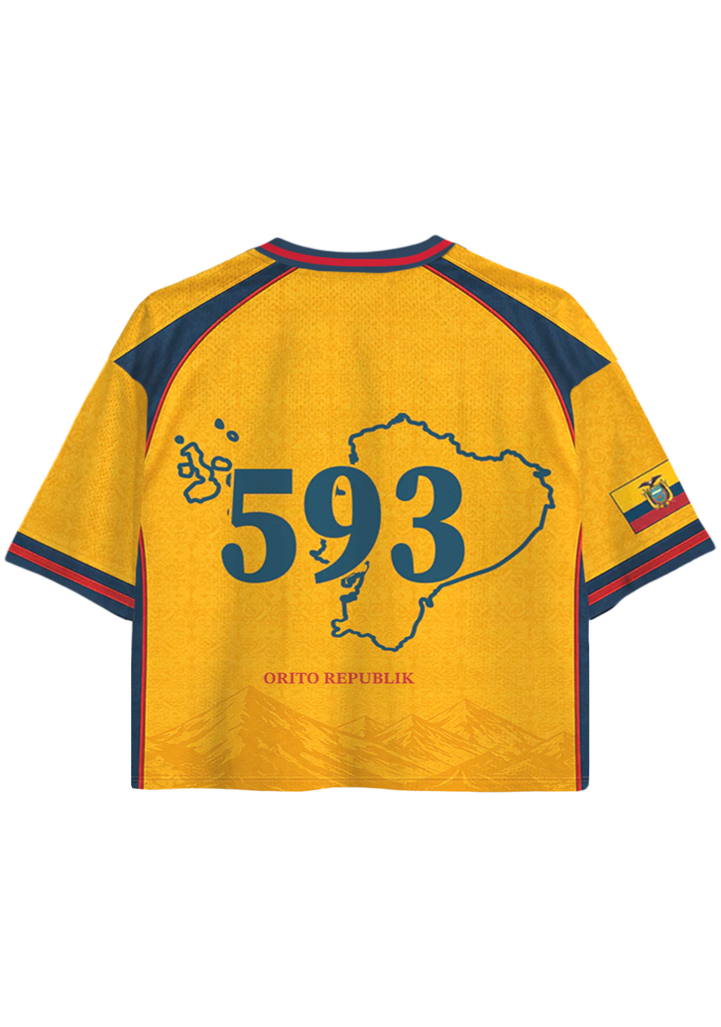 Ecuador EC593 Mountain Print Cropped Mesh Jersey Shirt