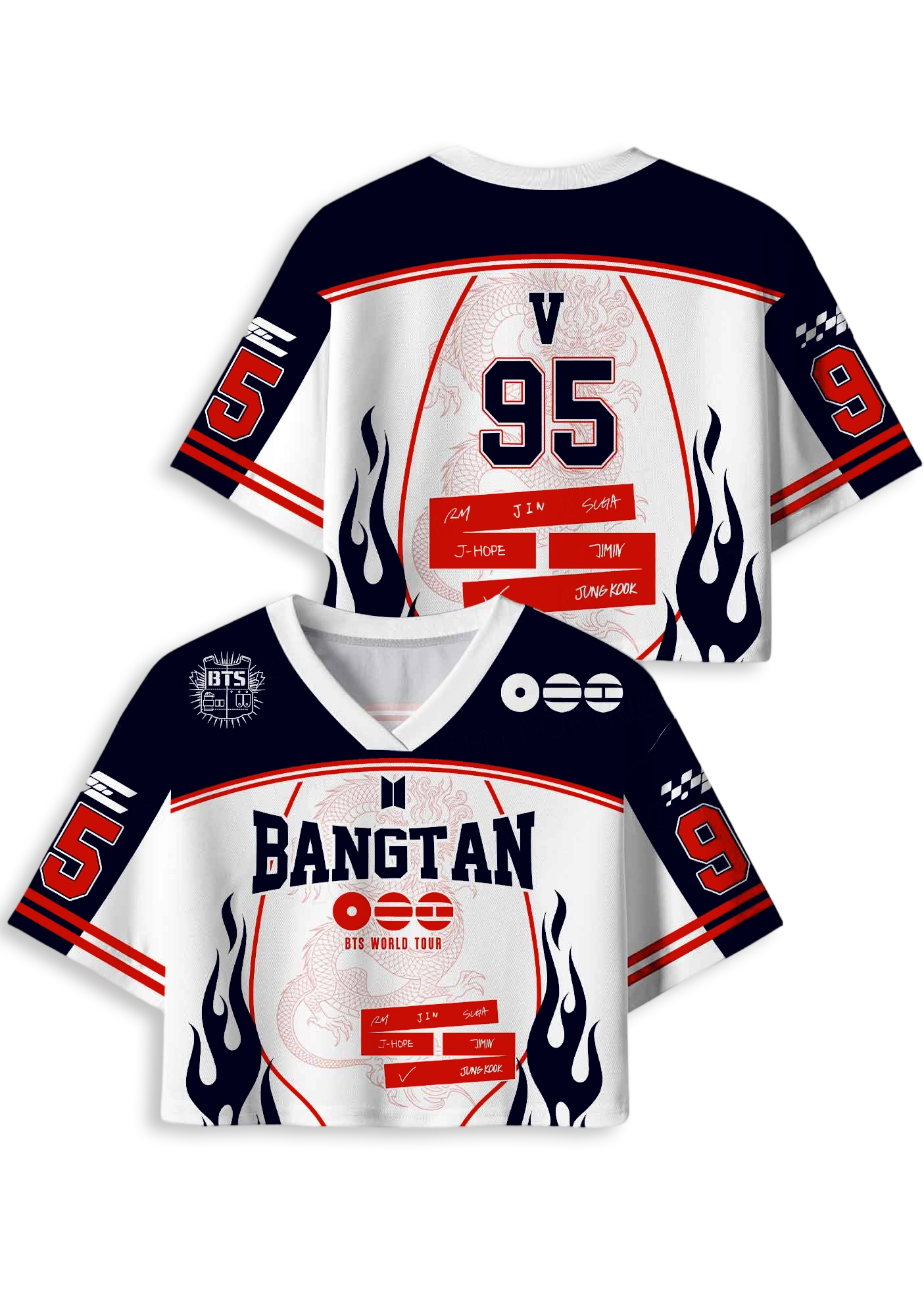 Bangtan OT7 World Tour Cropped Mesh Jersey Shirt