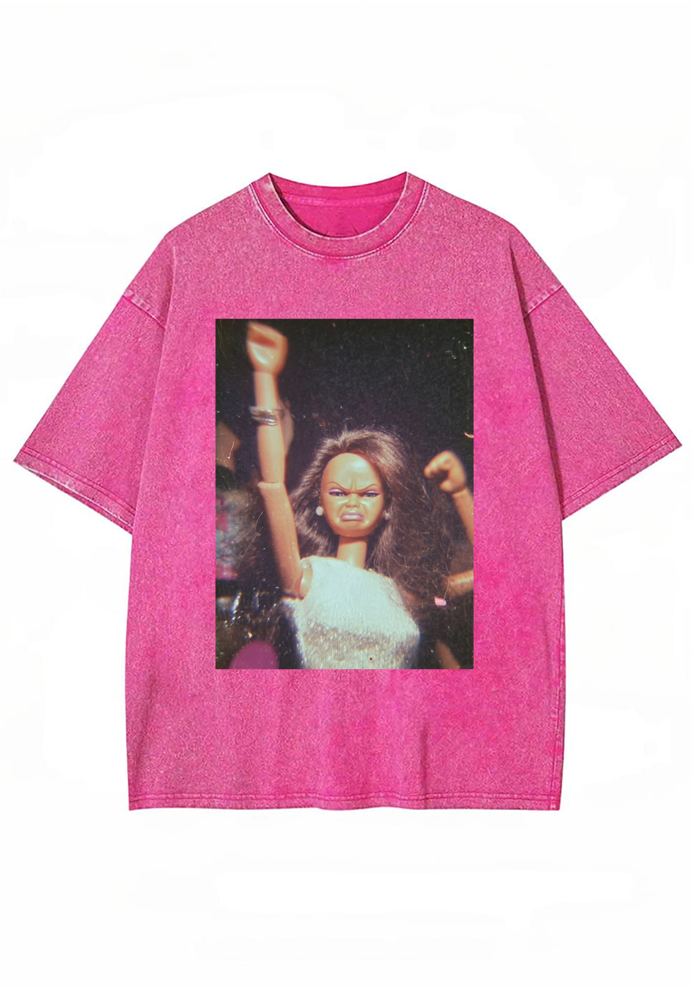 Angry Party Barbie Fist Pump Meme Y2K Washed Tee