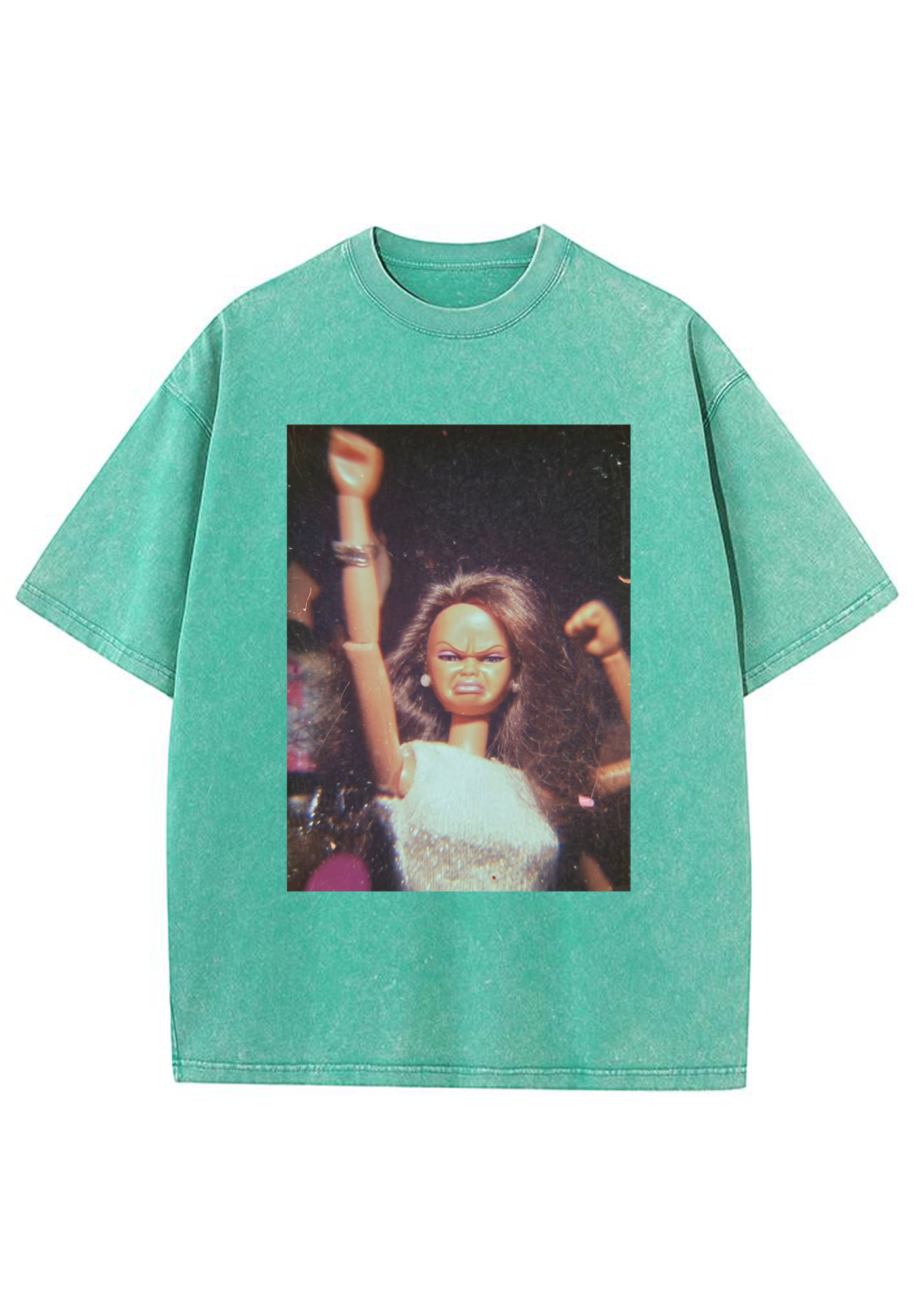 Angry Party Barbie Fist Pump Meme Y2K Washed Tee