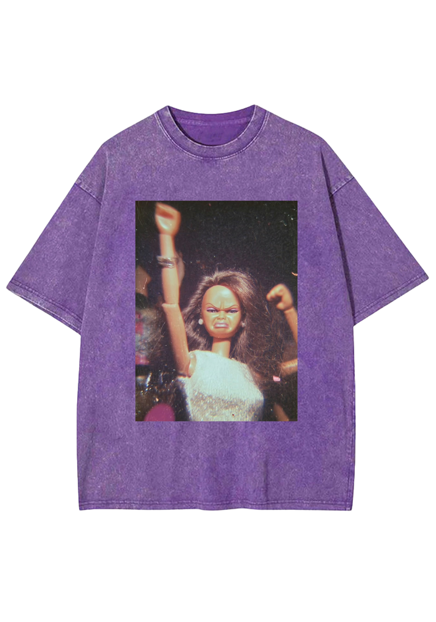 Angry Party Barbie Fist Pump Meme Y2K Washed Tee