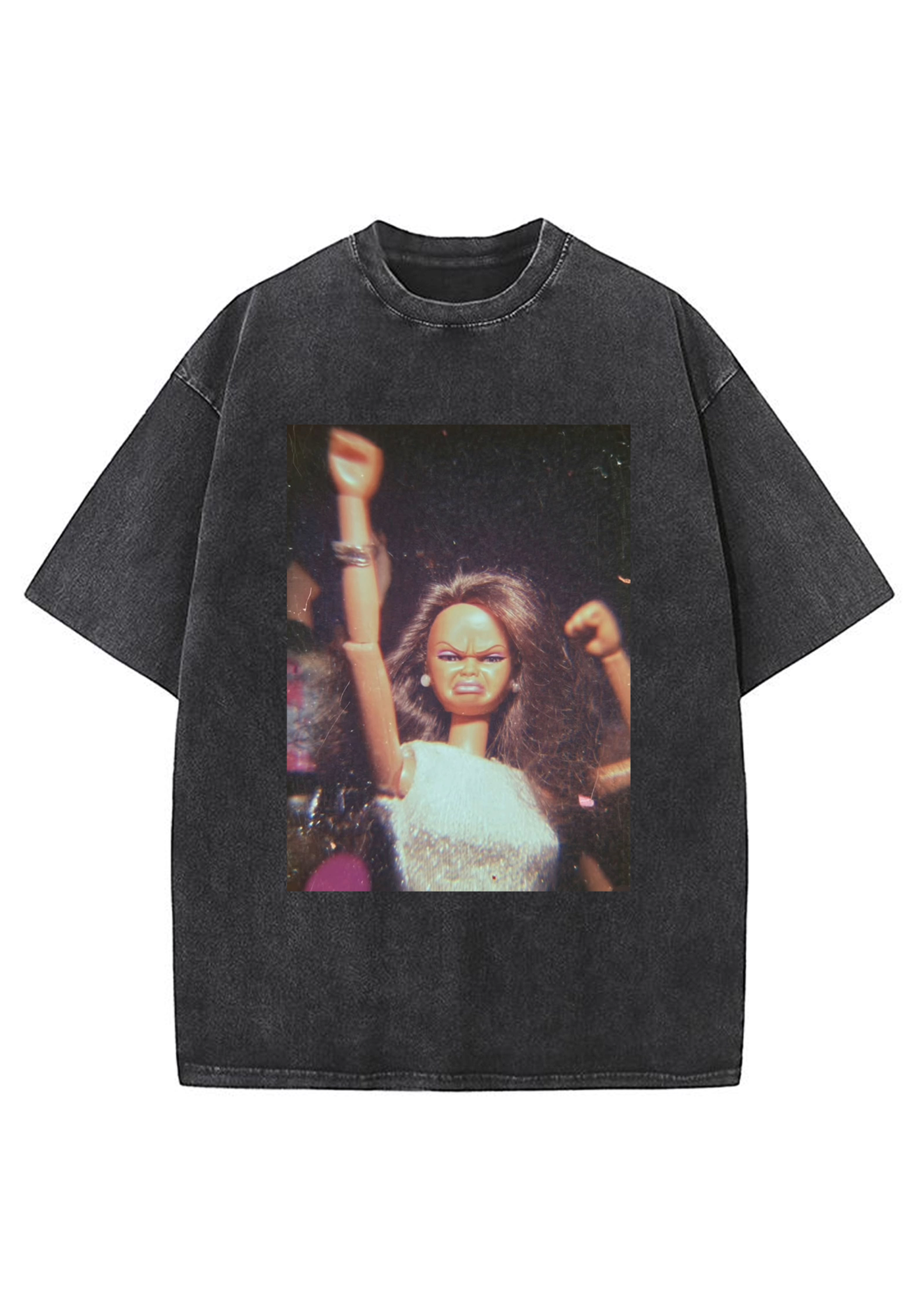 Angry Party Barbie Fist Pump Meme Y2K Washed Tee