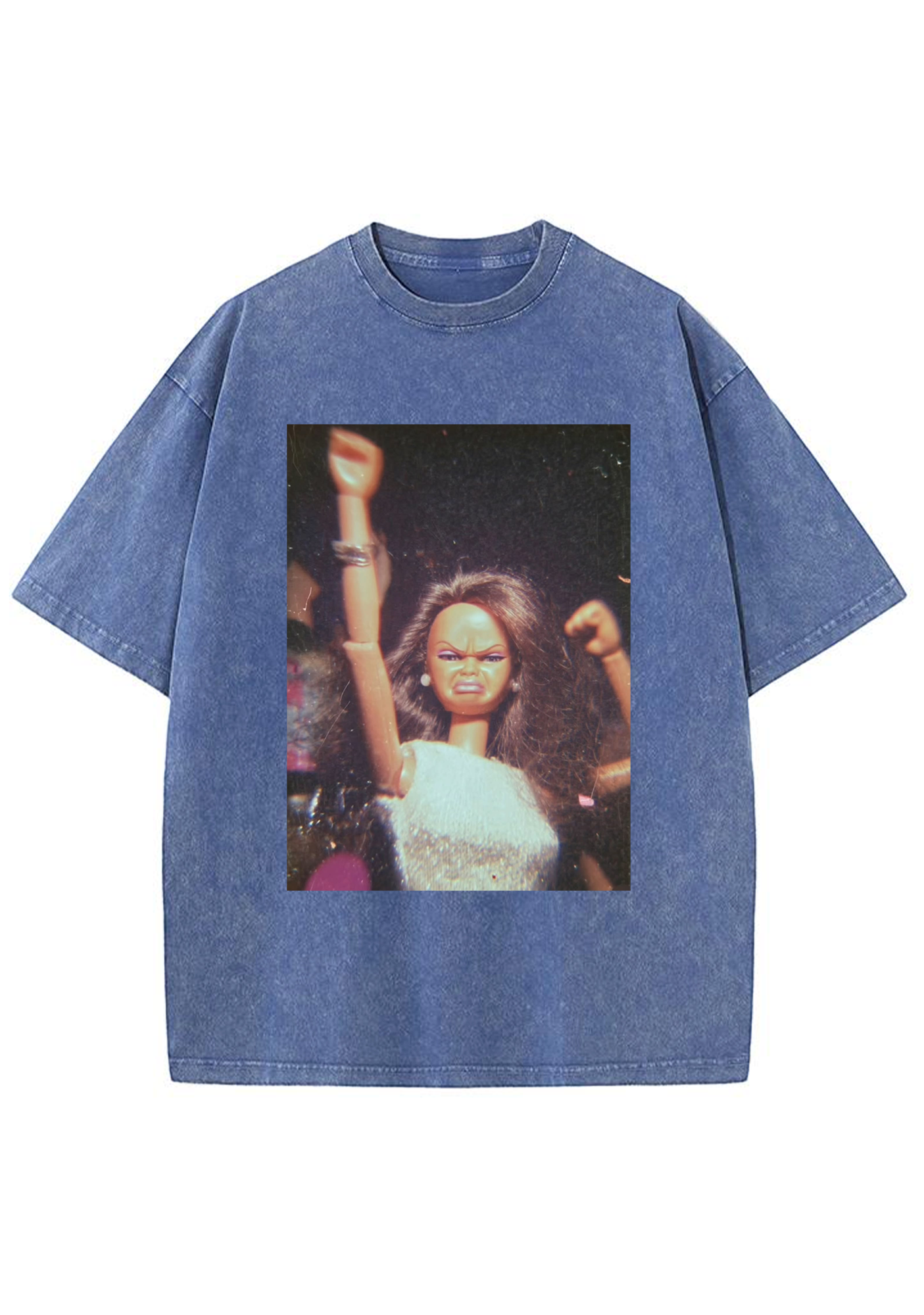 Angry Party Barbie Fist Pump Meme Y2K Washed Tee