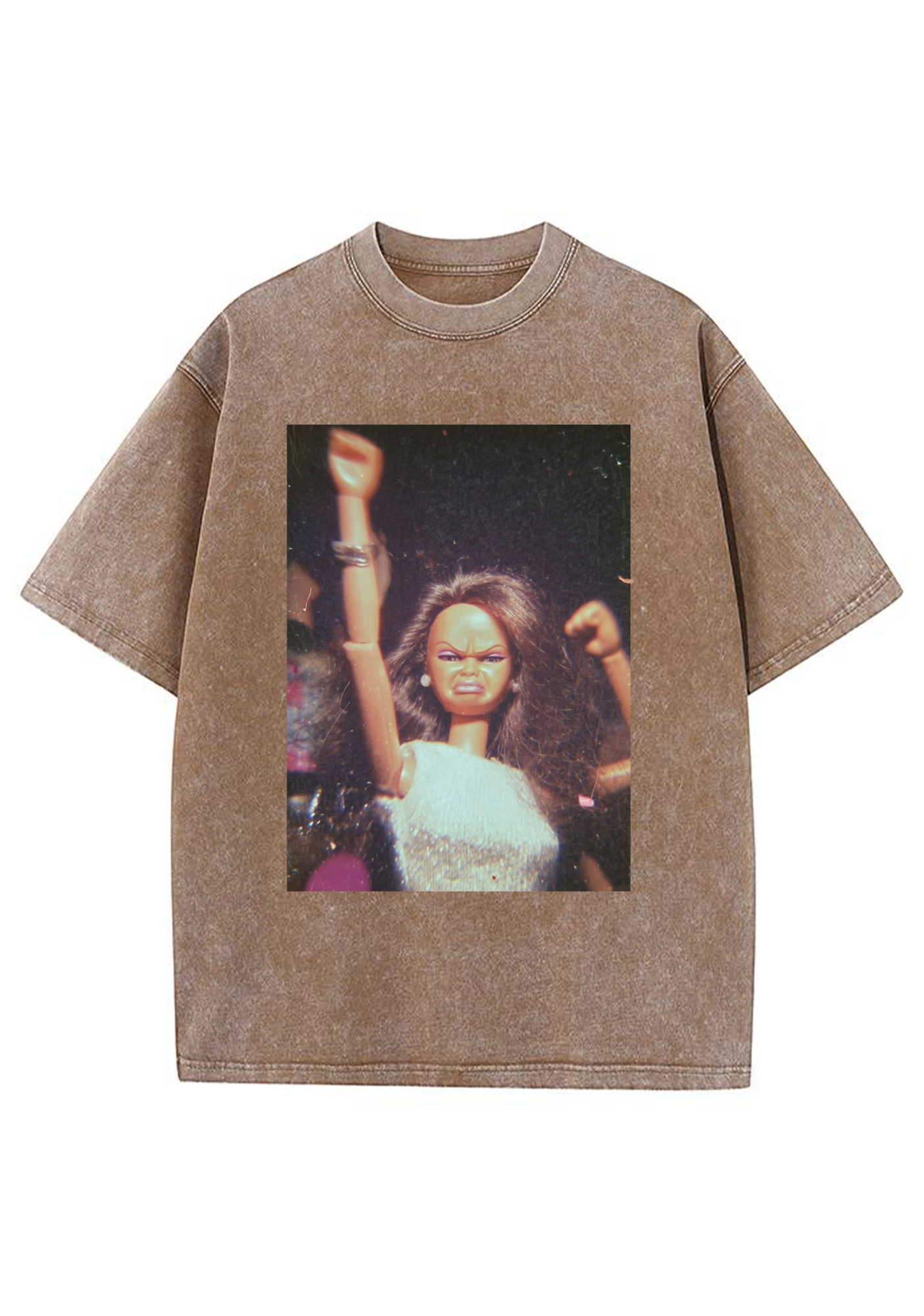 Angry Party Barbie Fist Pump Meme Y2K Washed Tee
