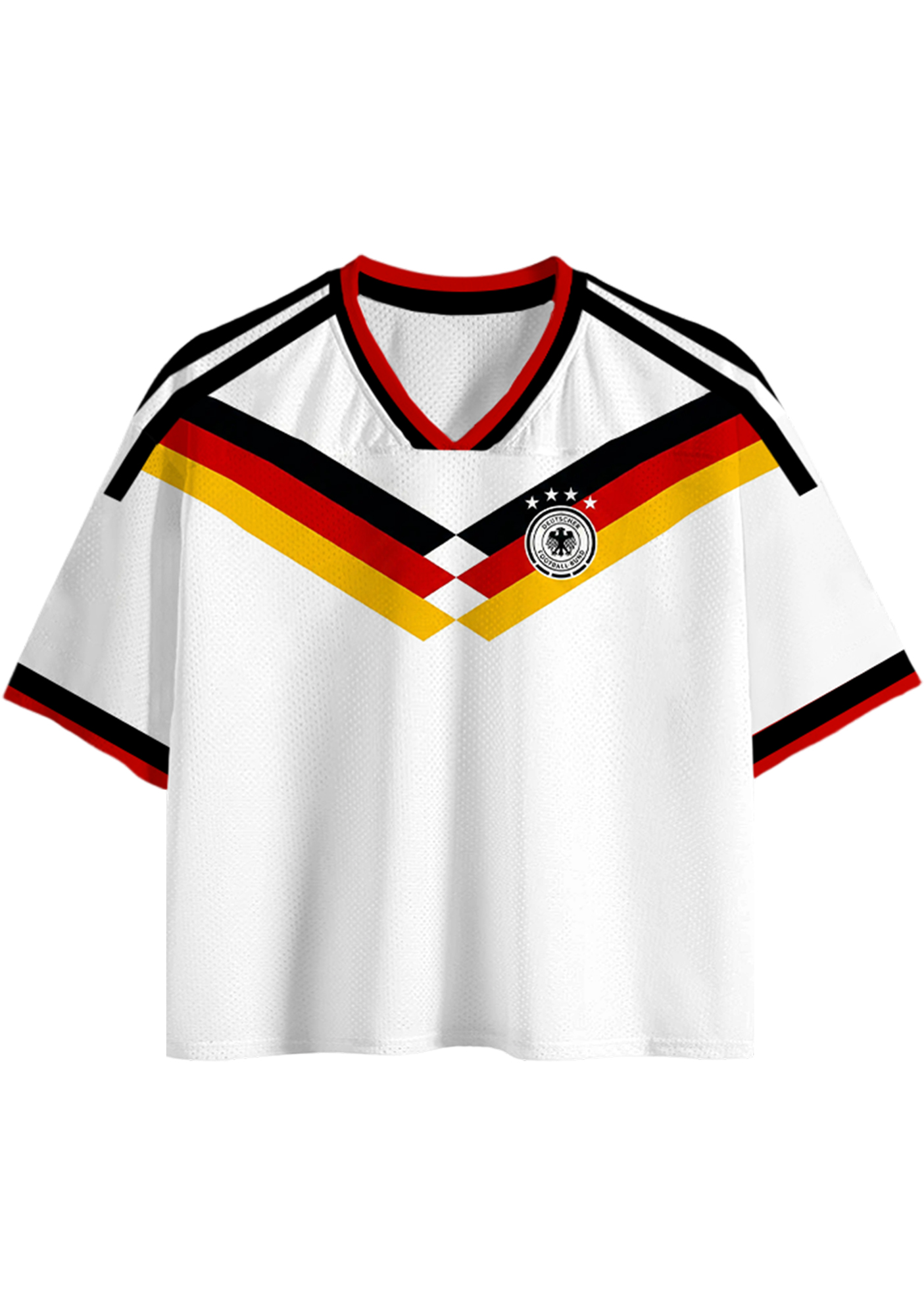 Germany Flag Inspired Cropped Mesh Jersey Shirt