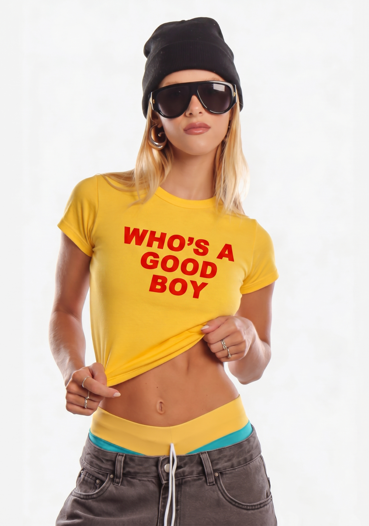 Who's A Good Boy Y2K Baby Tee
