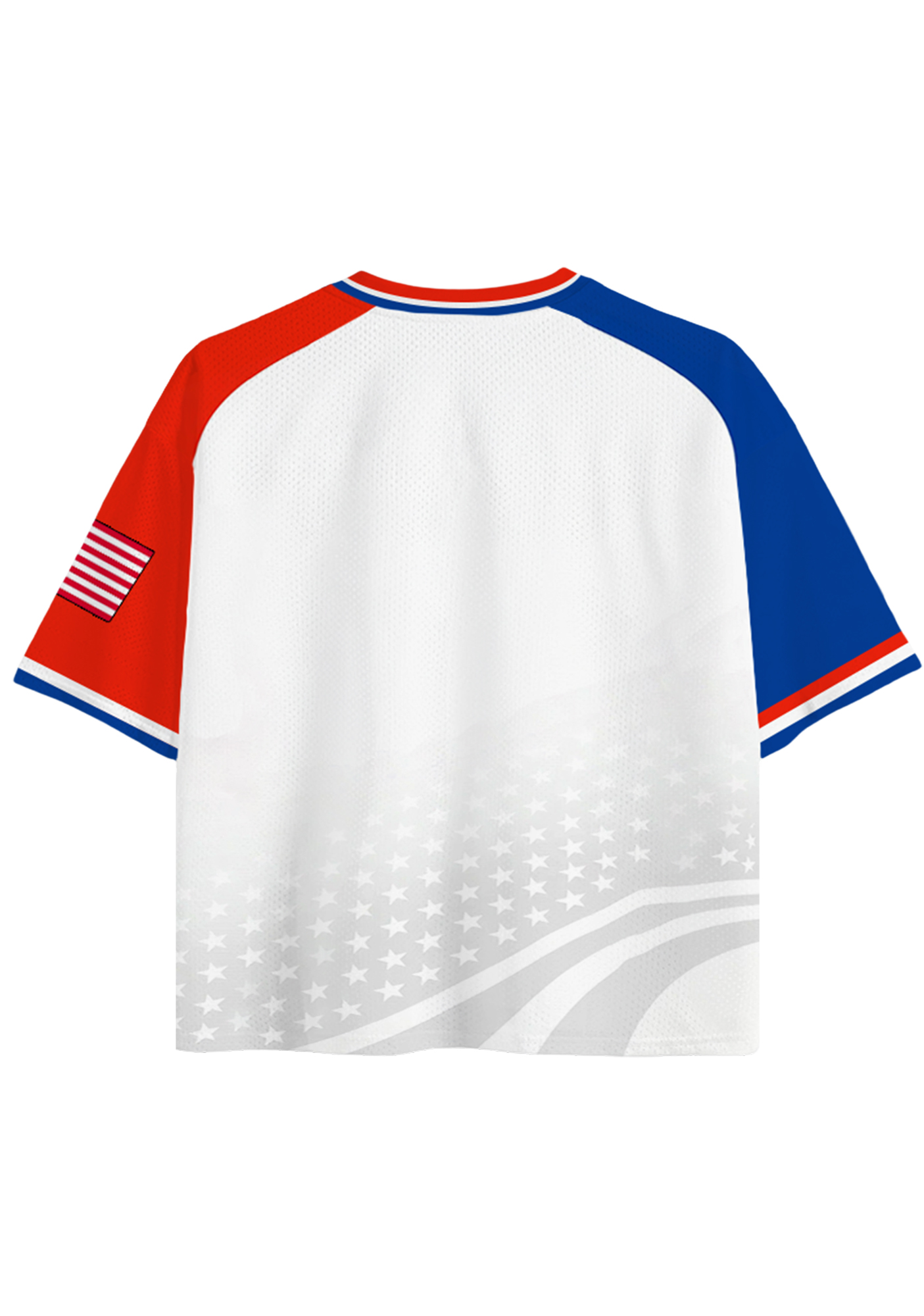 Red White Blue USA Graphic Cropped Mesh Jersey Shirt