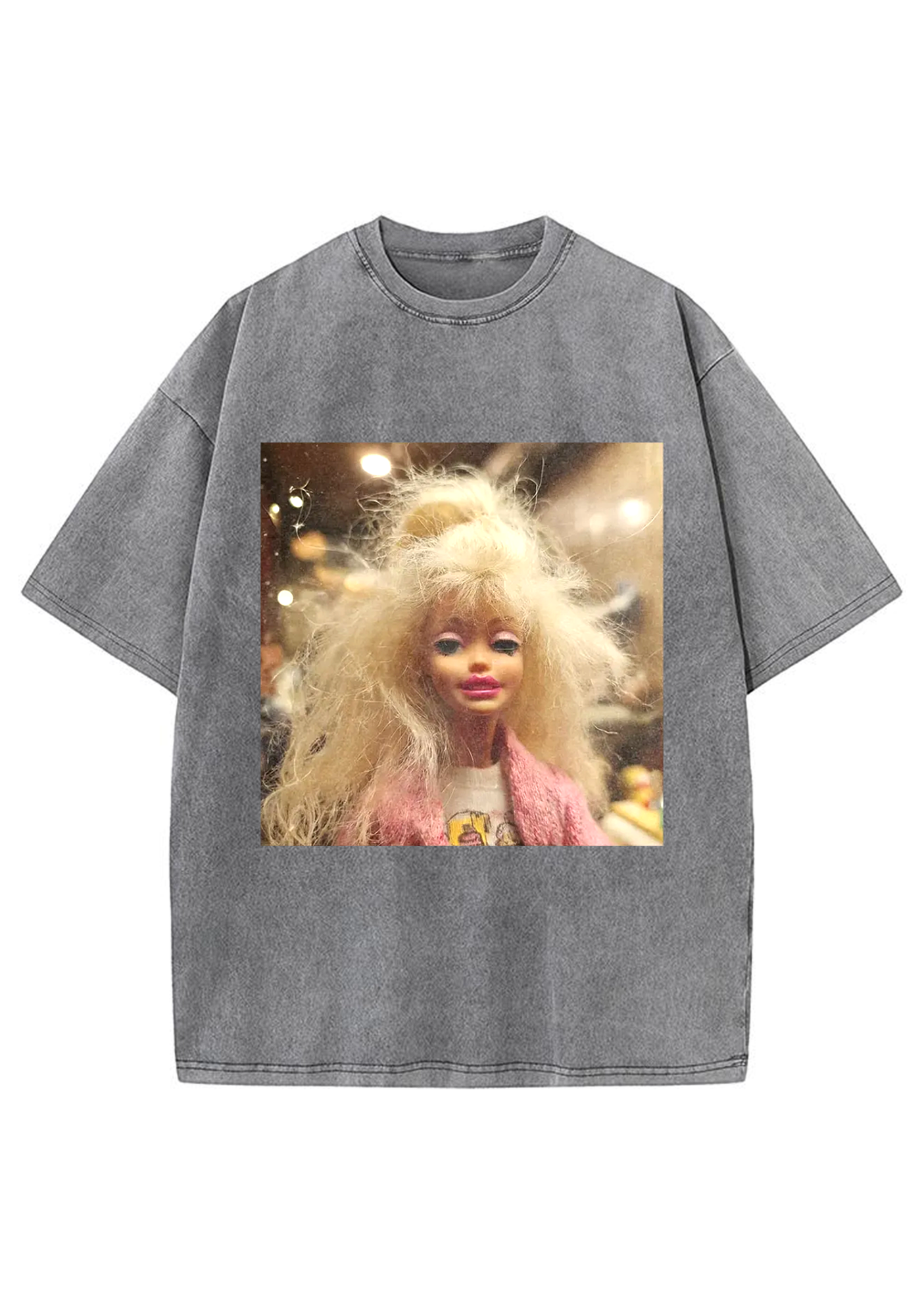 Messy Blonde Hair Barbie Meme Y2K Washed Tee