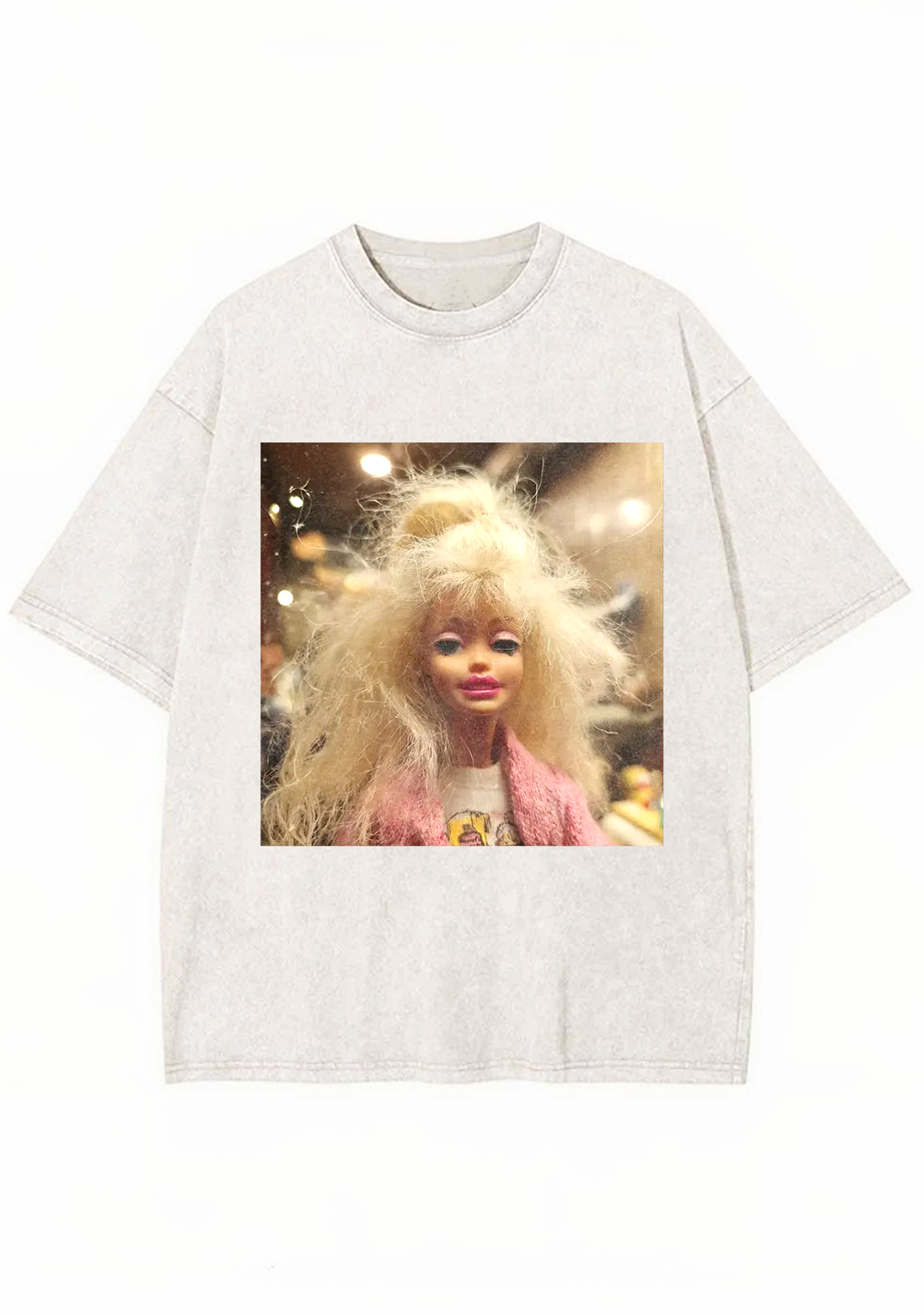 Messy Blonde Hair Barbie Meme Y2K Washed Tee