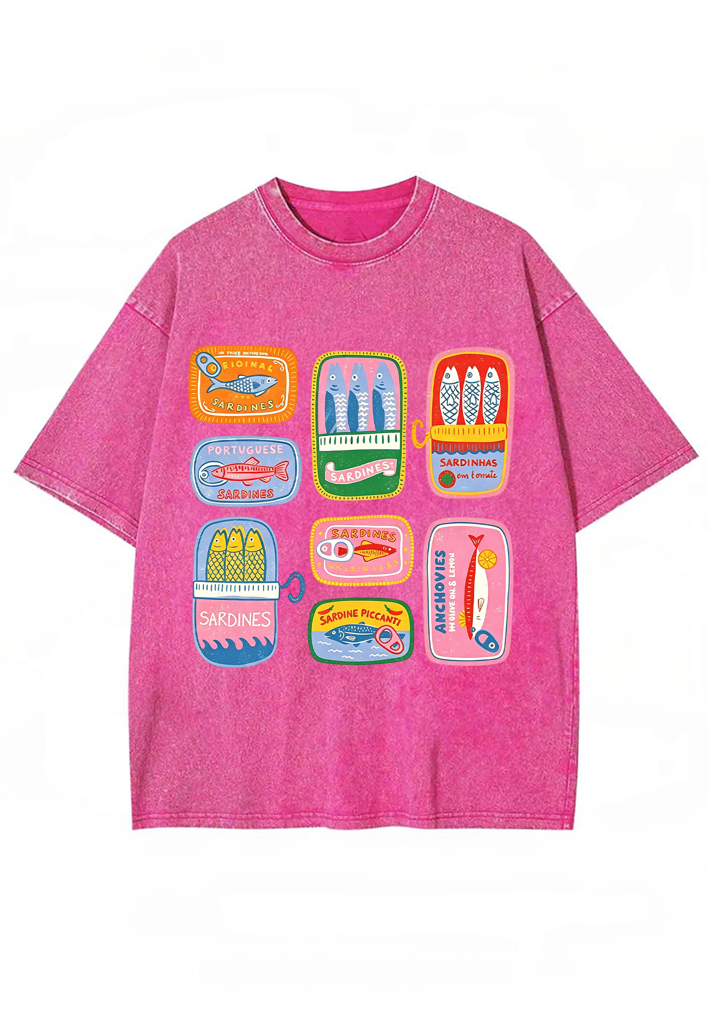 Sardine Can Label Print Mineral Washed Tee