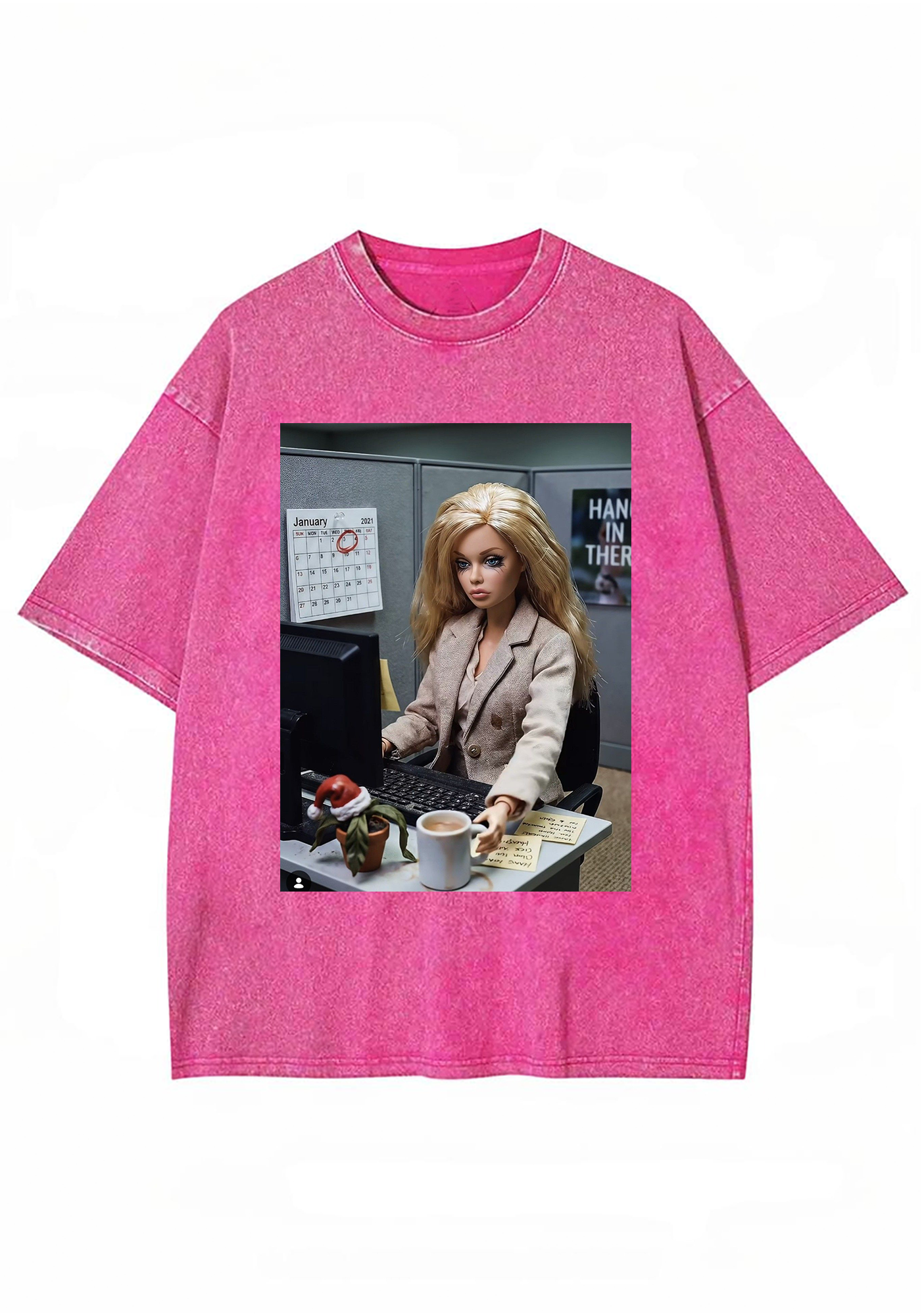 Office Worker Barbie Meme Y2K Washed Tee