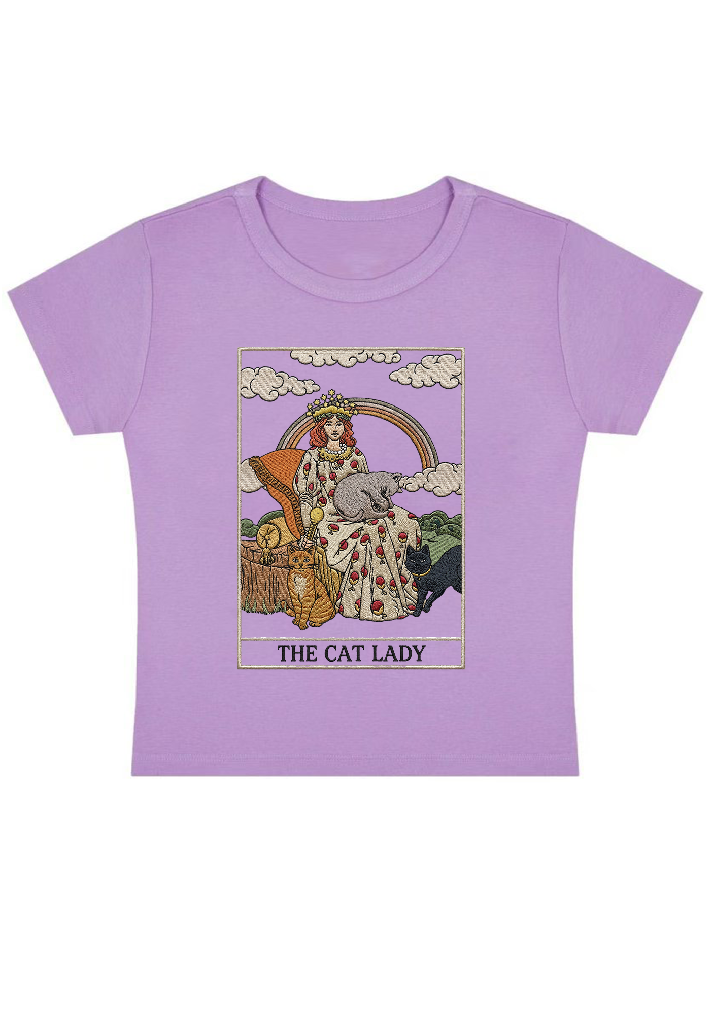 The Cat Lady Tarot Y2k Baby Tee