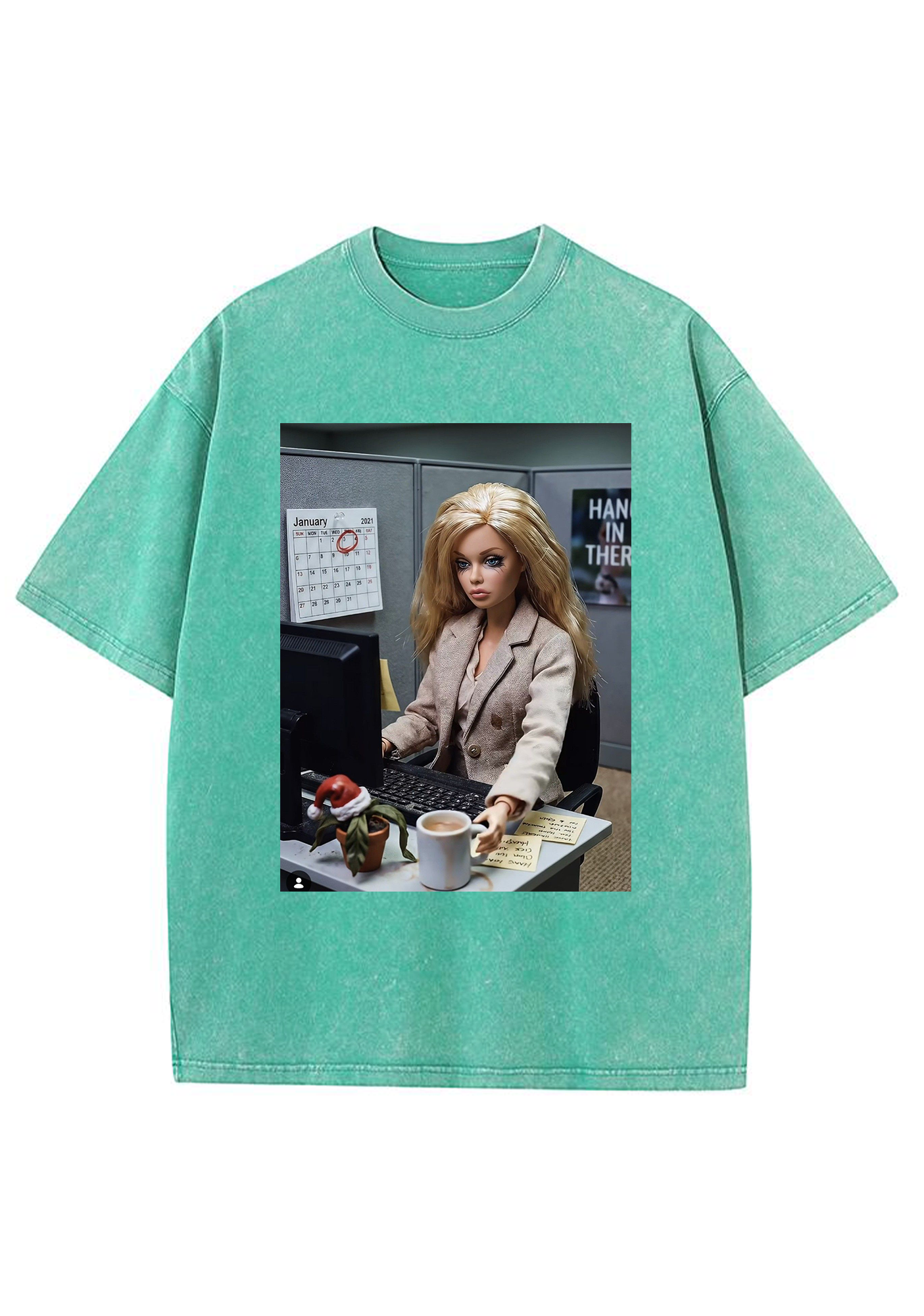 Office Worker Barbie Meme Y2K Washed Tee
