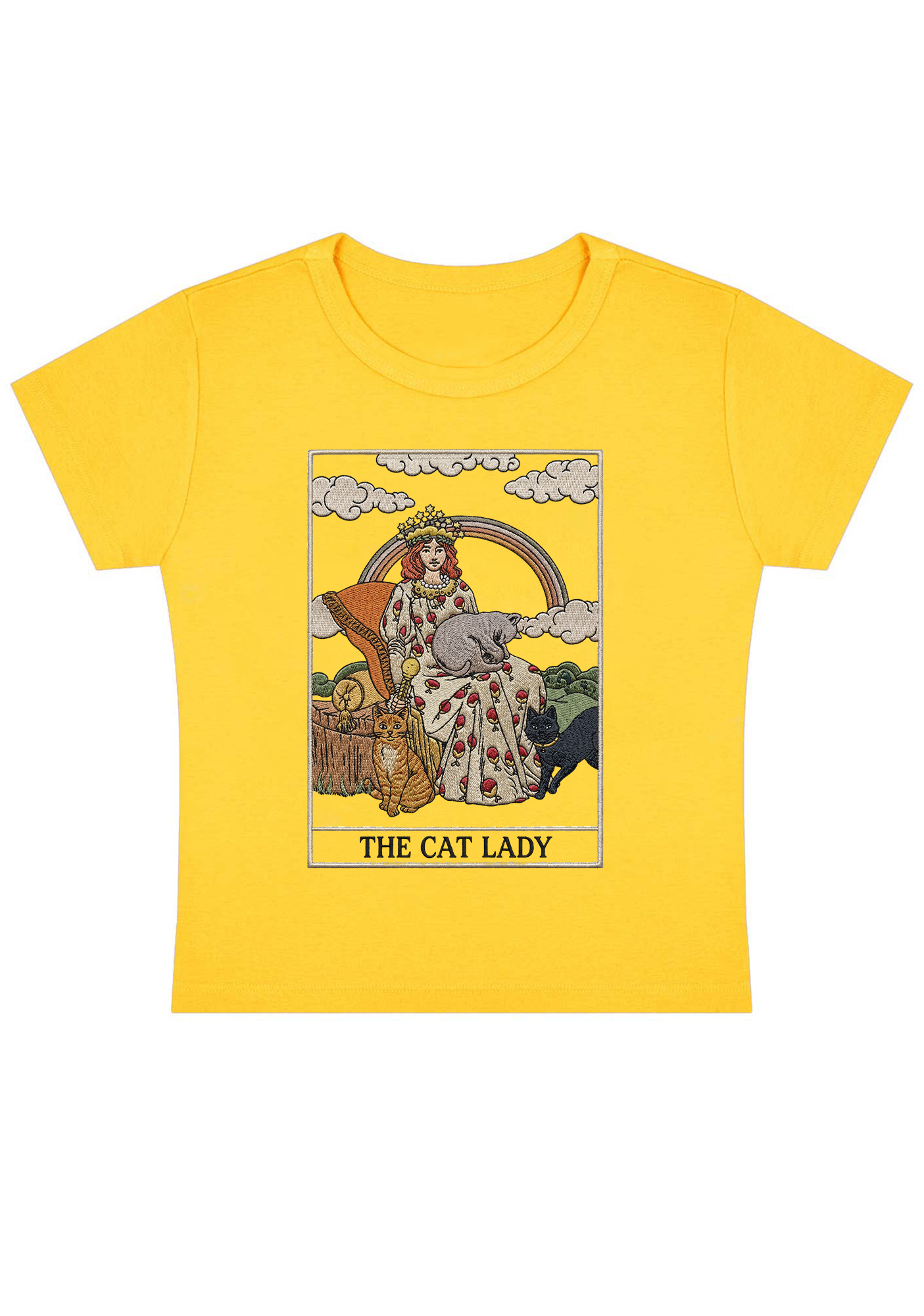 The Cat Lady Tarot Y2k Baby Tee