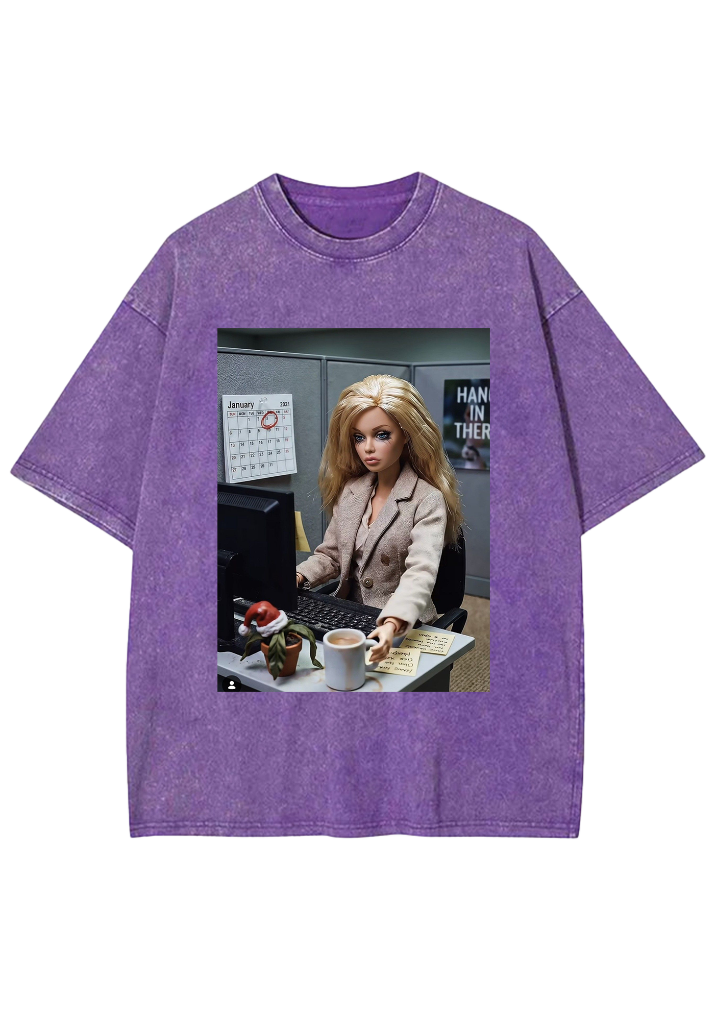Office Worker Barbie Meme Y2K Washed Tee