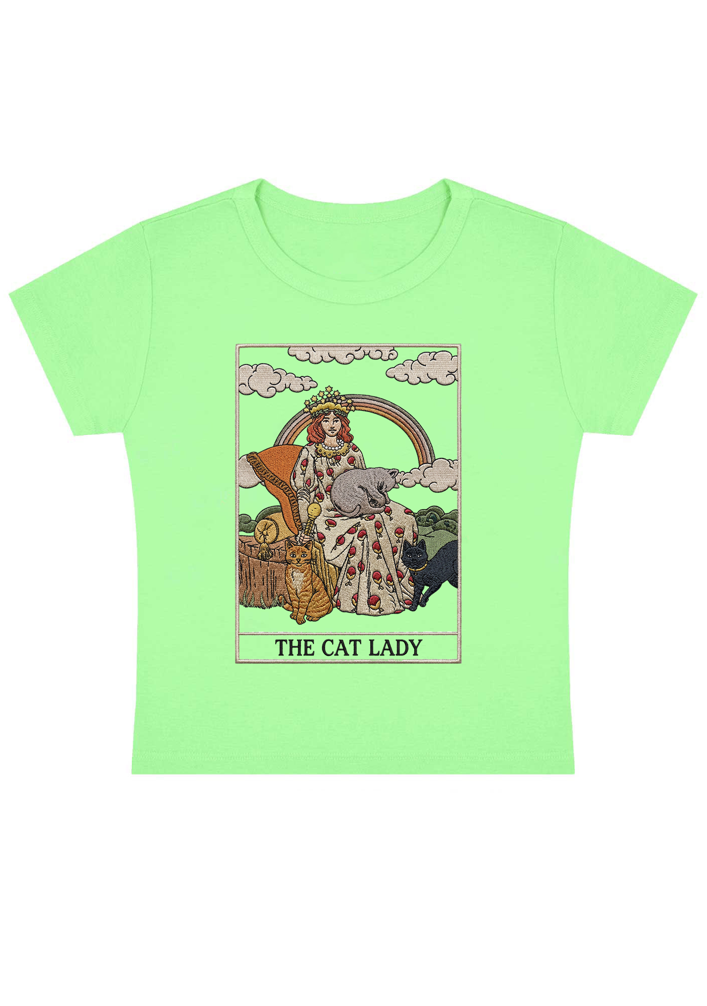 The Cat Lady Tarot Y2k Baby Tee