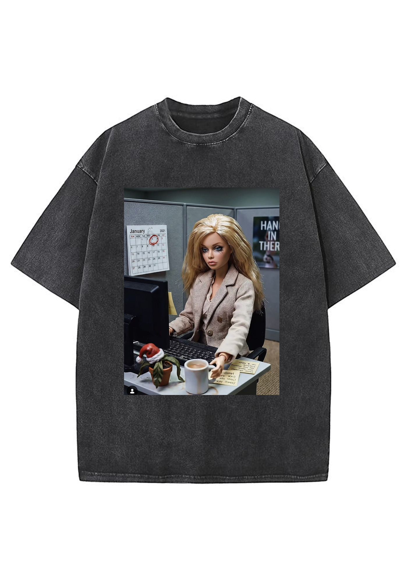 Office Worker Barbie Meme Y2K Washed Tee