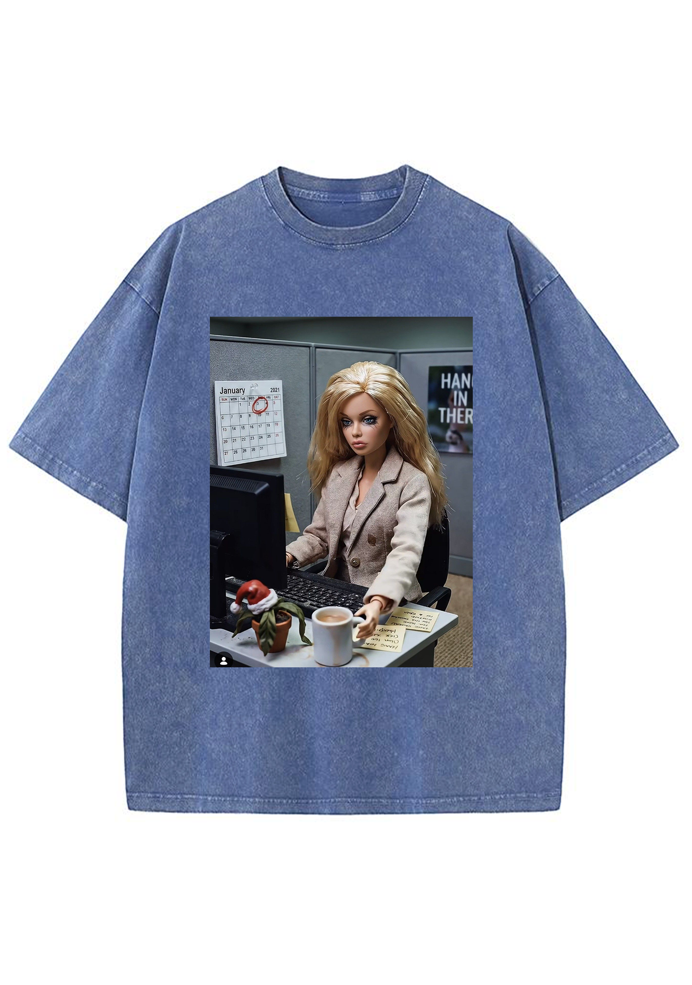 Office Worker Barbie Meme Y2K Washed Tee