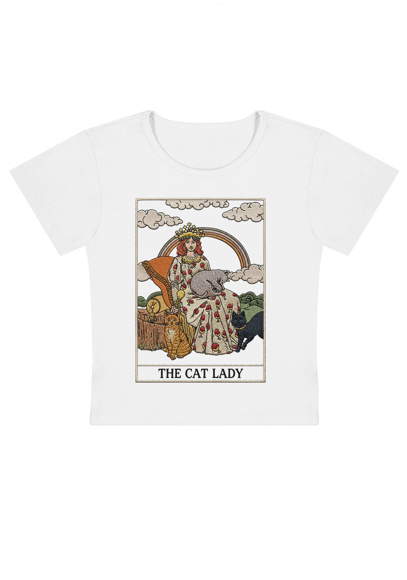 The Cat Lady Tarot Y2k Baby Tee