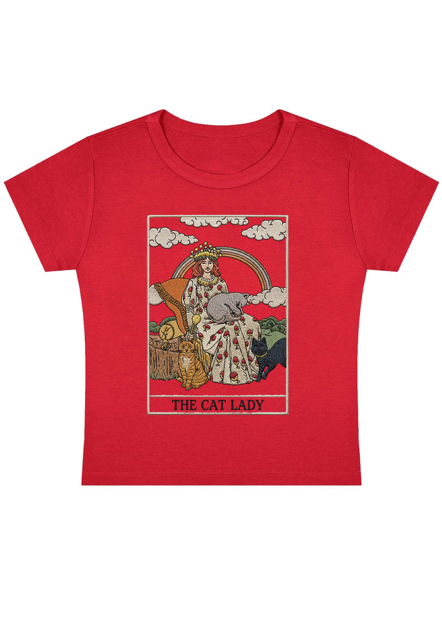 The Cat Lady Tarot Y2k Baby Tee