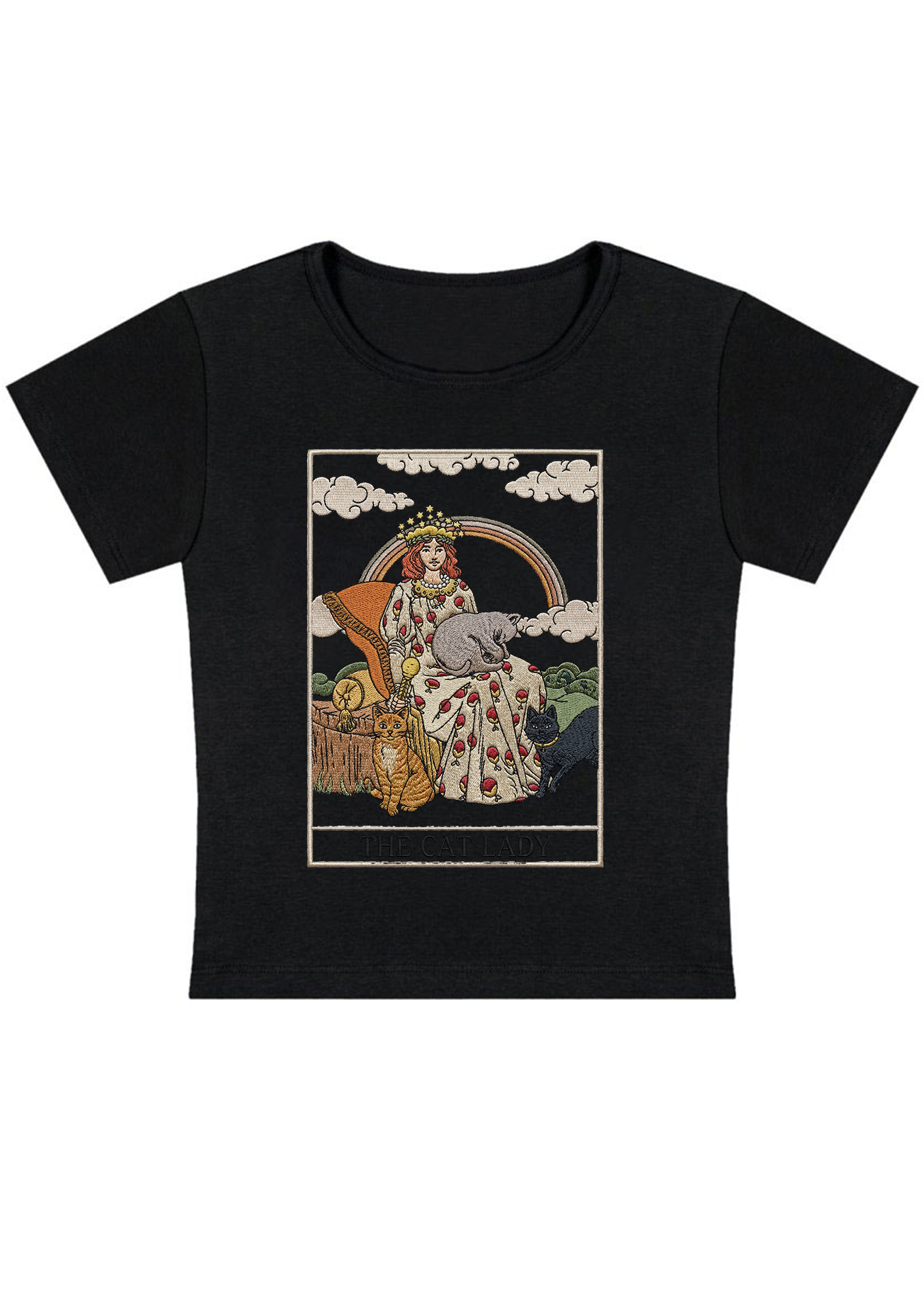 The Cat Lady Tarot Y2k Baby Tee