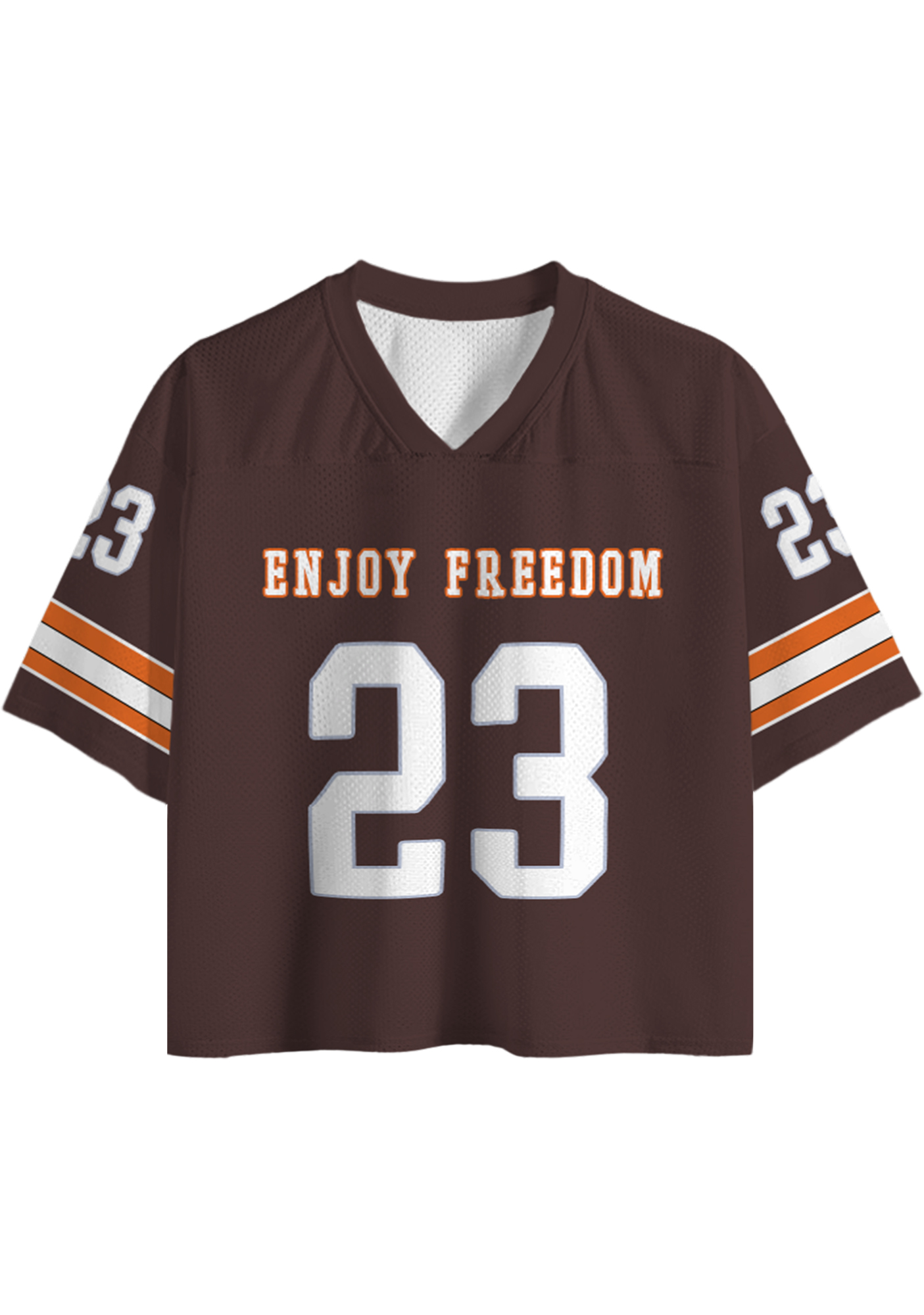 Enjoy Freedom Cropped Mesh Jersey Shirt