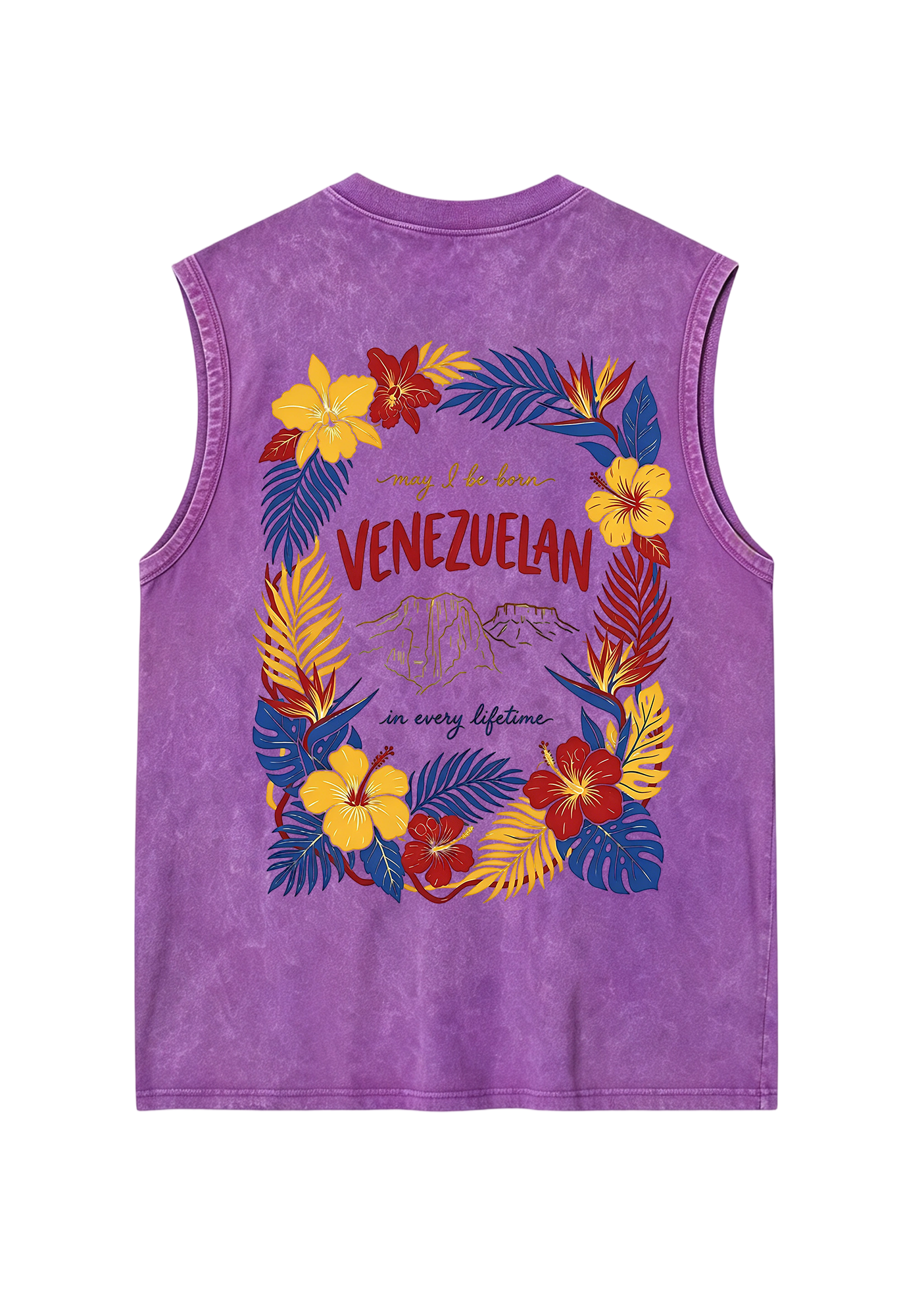 Venezuelan Tropical Hibiscus Wreath Mountain Washed Tank