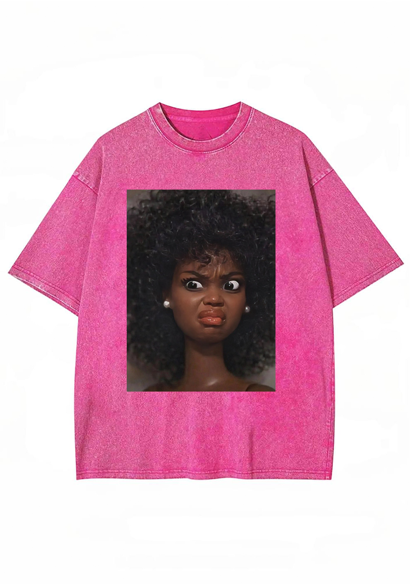Angry Curly Hair Black Barbie Meme Y2K Washed Tee