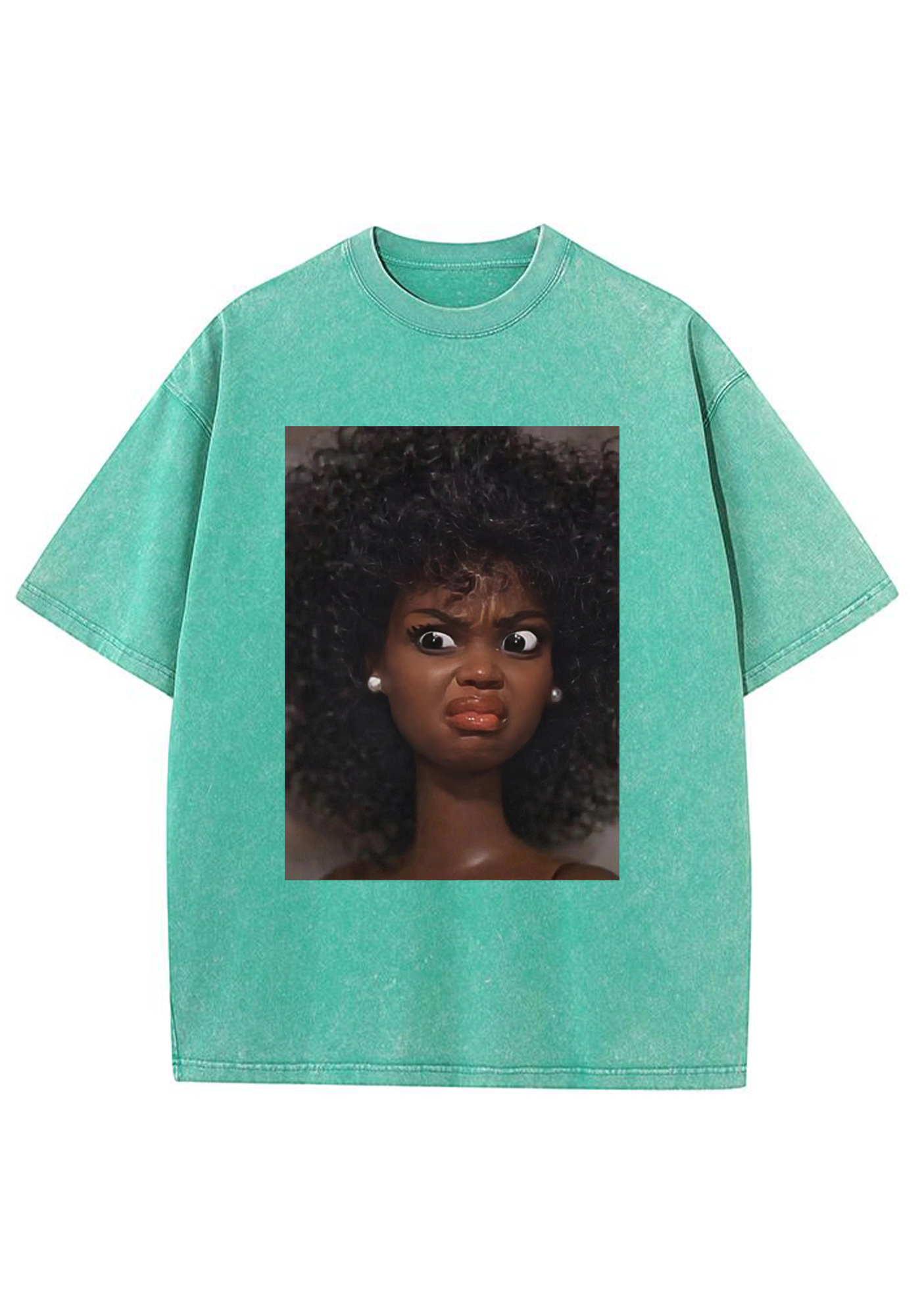 Angry Curly Hair Black Barbie Meme Y2K Washed Tee