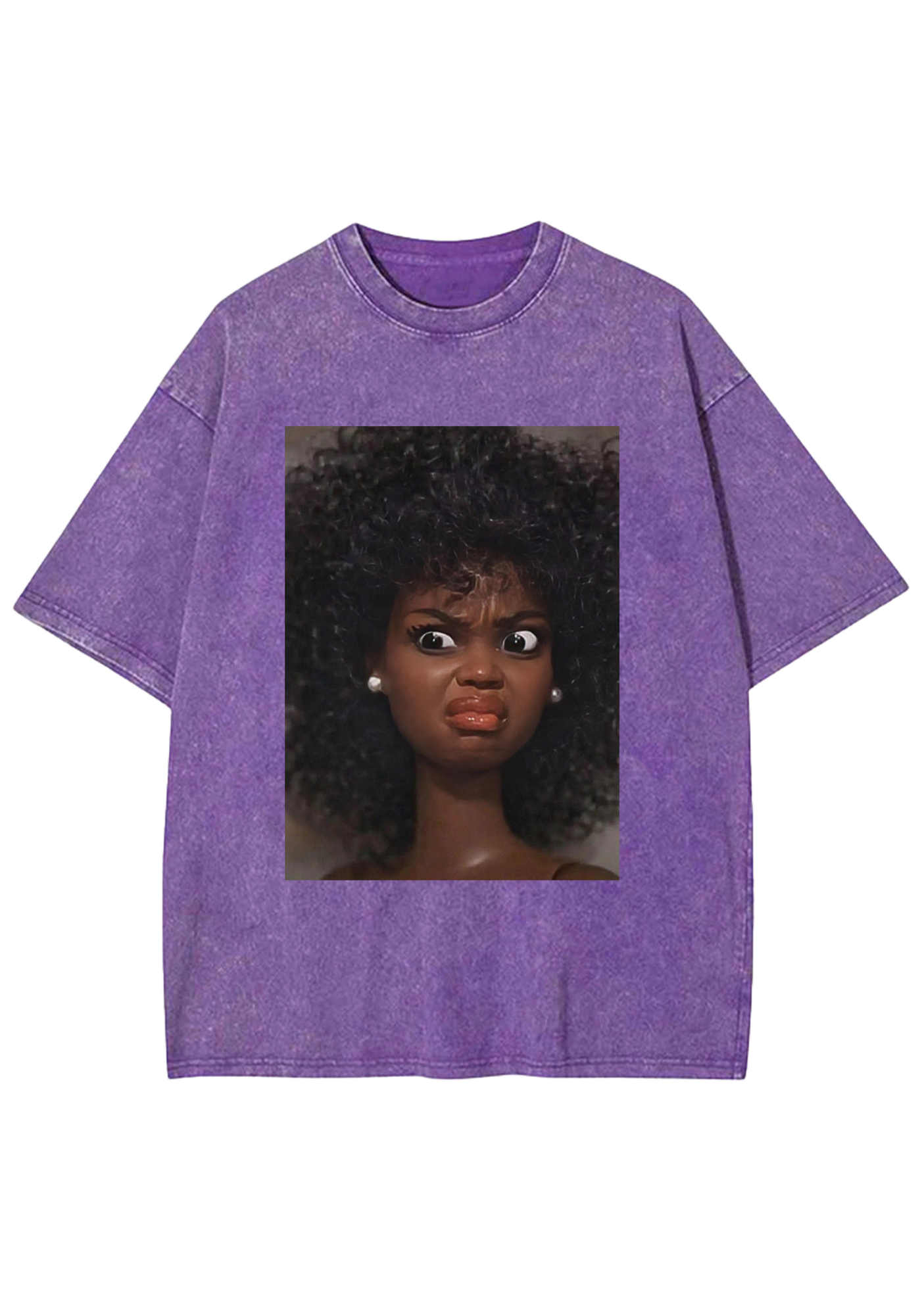 Angry Curly Hair Black Barbie Meme Y2K Washed Tee
