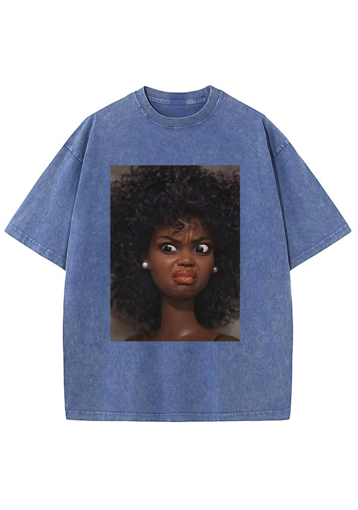 Angry Curly Hair Black Barbie Meme Y2K Washed Tee