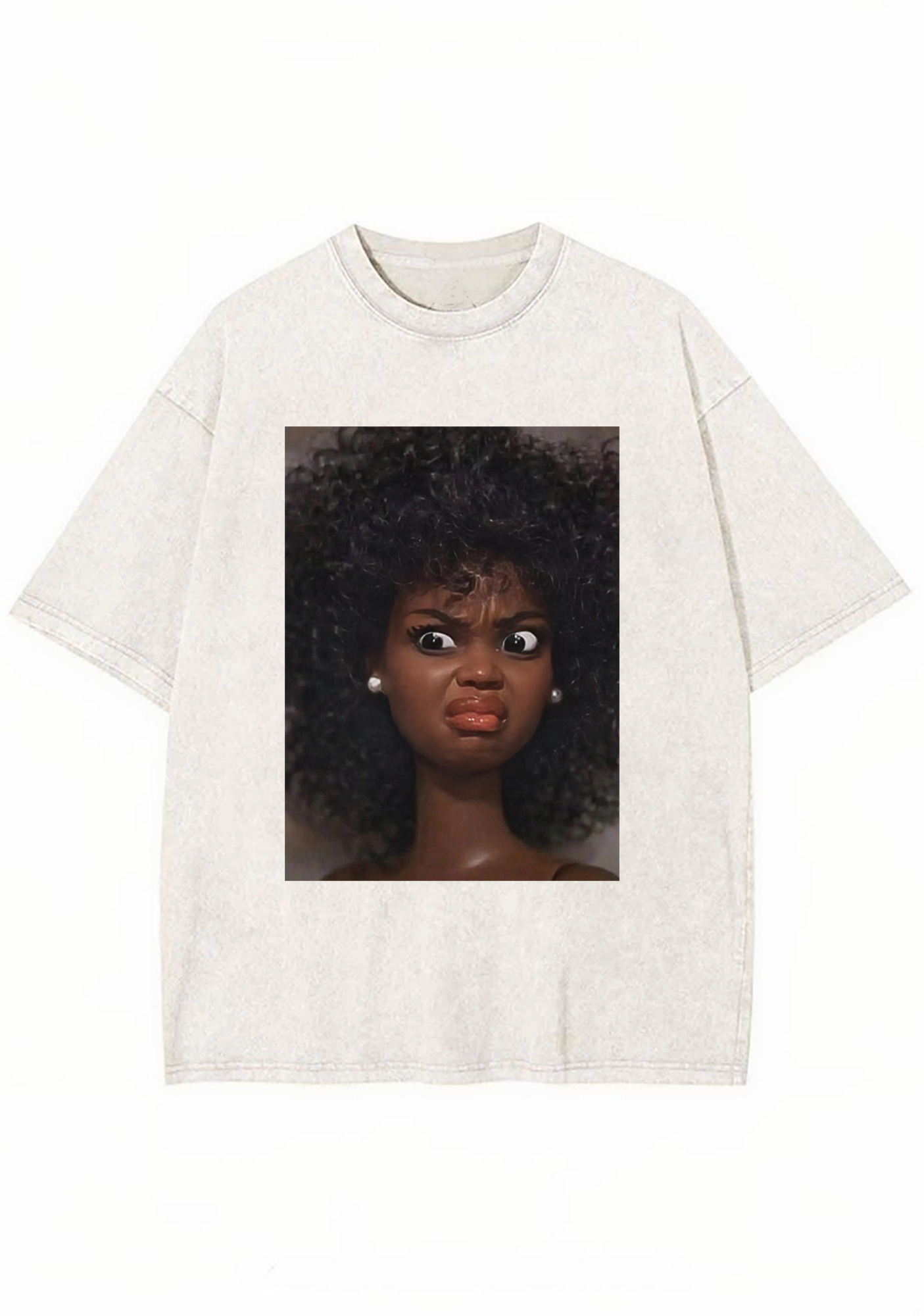 Angry Curly Hair Black Barbie Meme Y2K Washed Tee