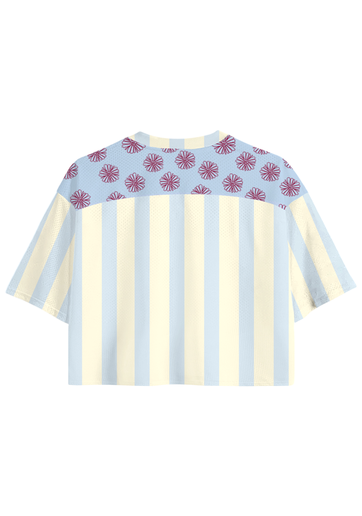 Pastel Stripe Floral Colombia Number 10 Cropped Jersey Shirt