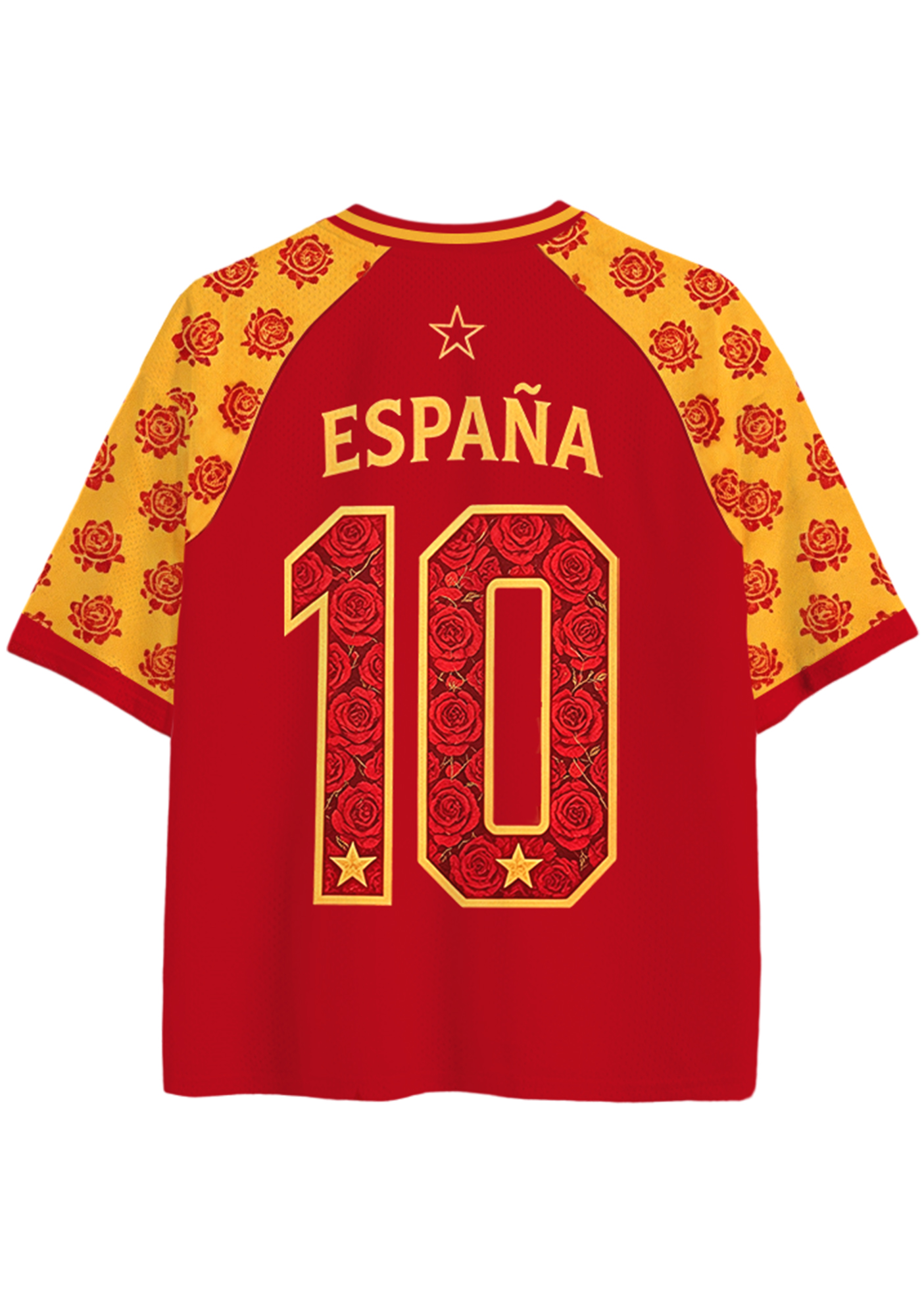 Red Yellow Striped Espana Star Mesh Jersey Shirts