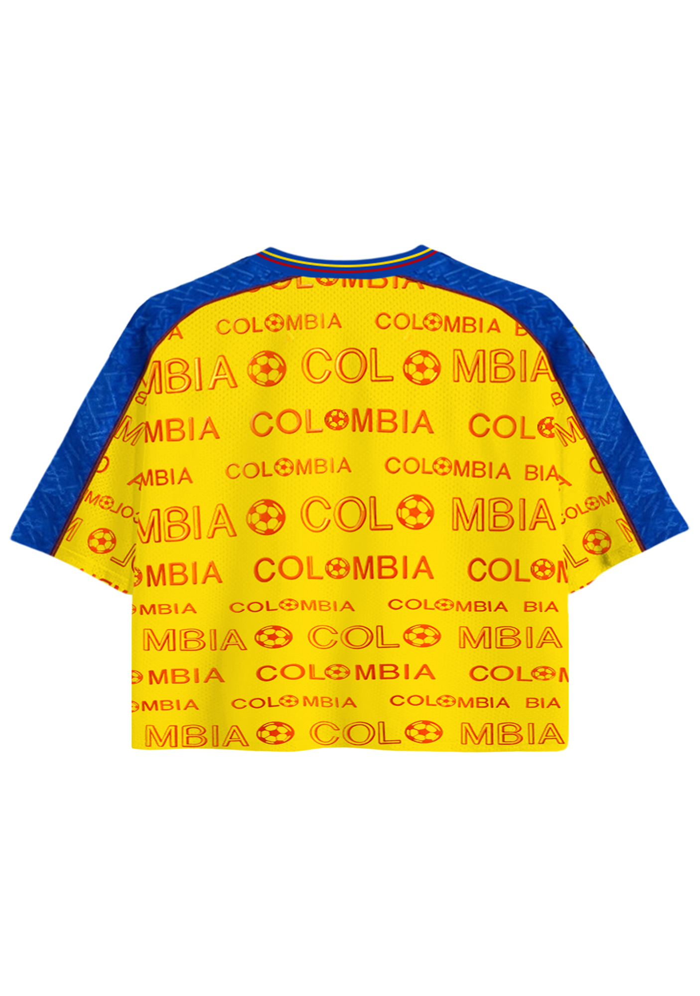 Colombian National Team Yellow Blue Cropped Jersey Shirt
