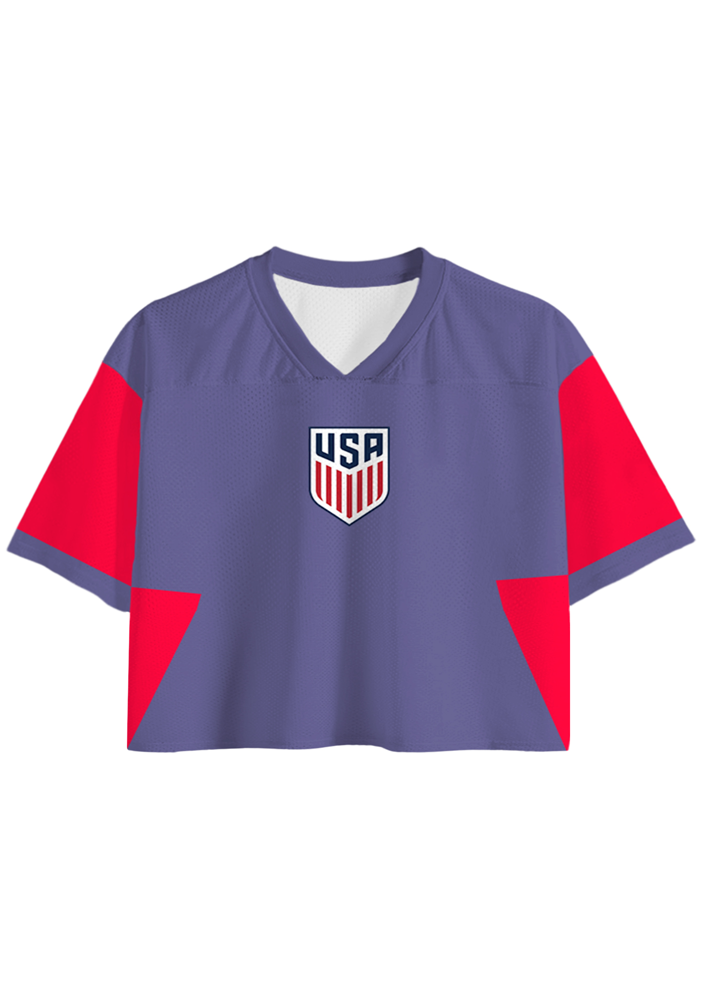 USA Color Block Patriotic Cropped Jersey Shirt