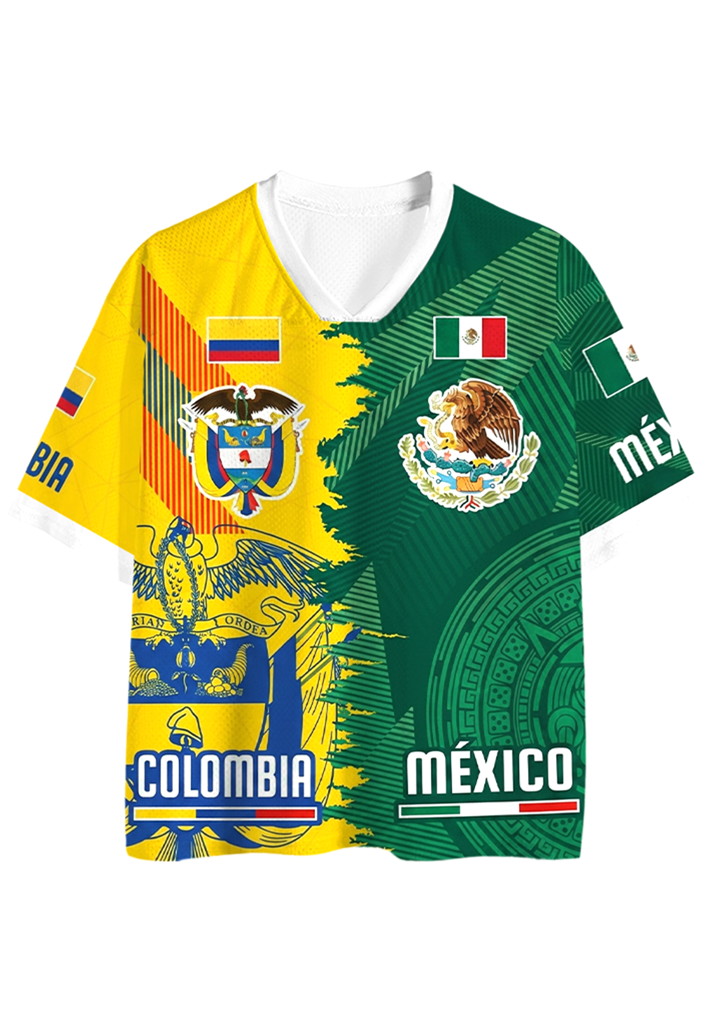 Half Colombia Half Mexico Dual National Mesh Jersey Shirts
