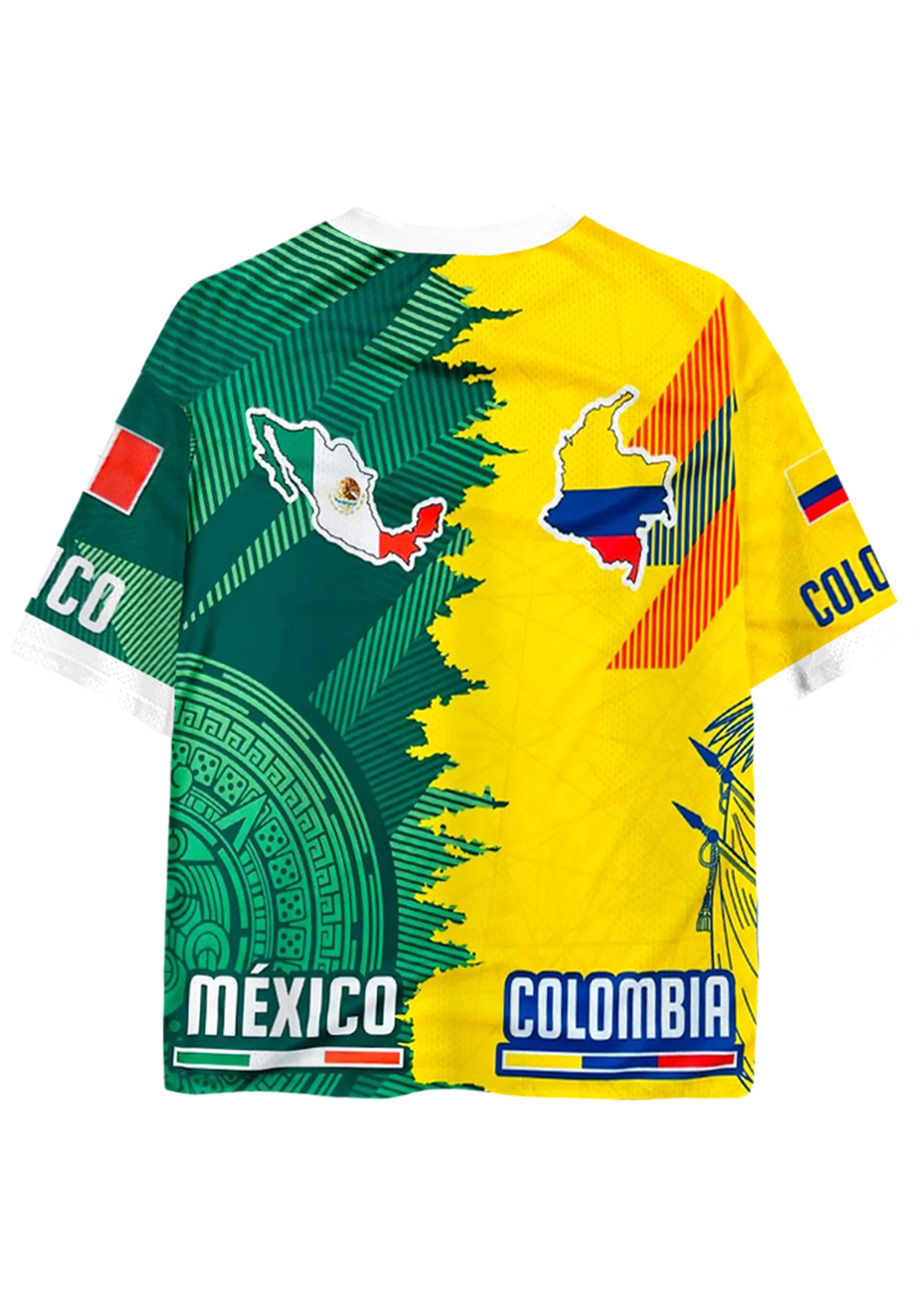 Half Colombia Half Mexico Dual National Mesh Jersey Shirts