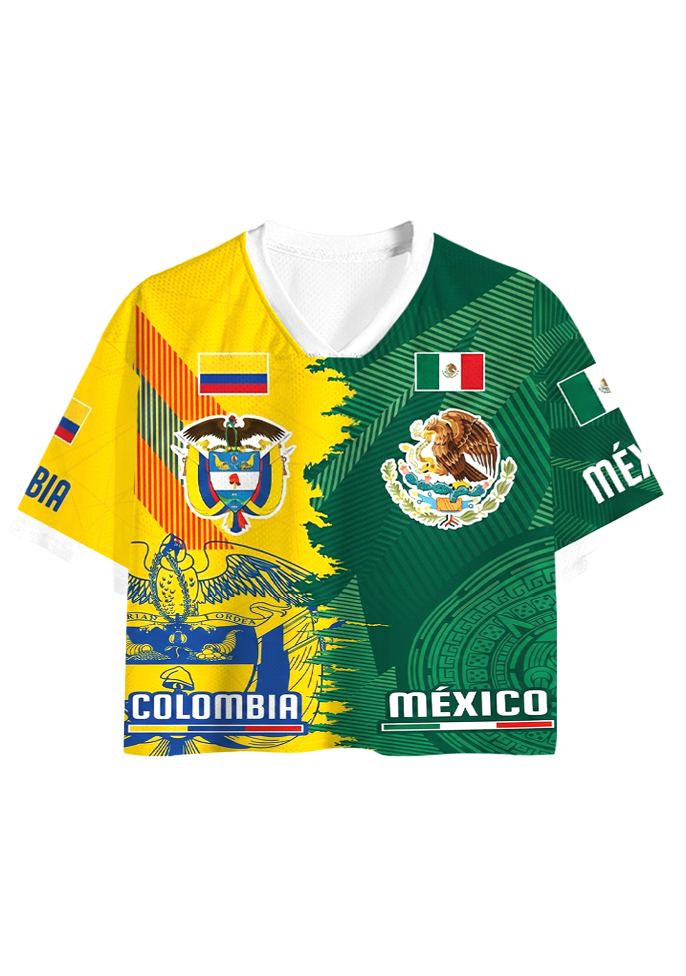 Half Colombia Half Mexico Dual National Cropped Jersey Shirt