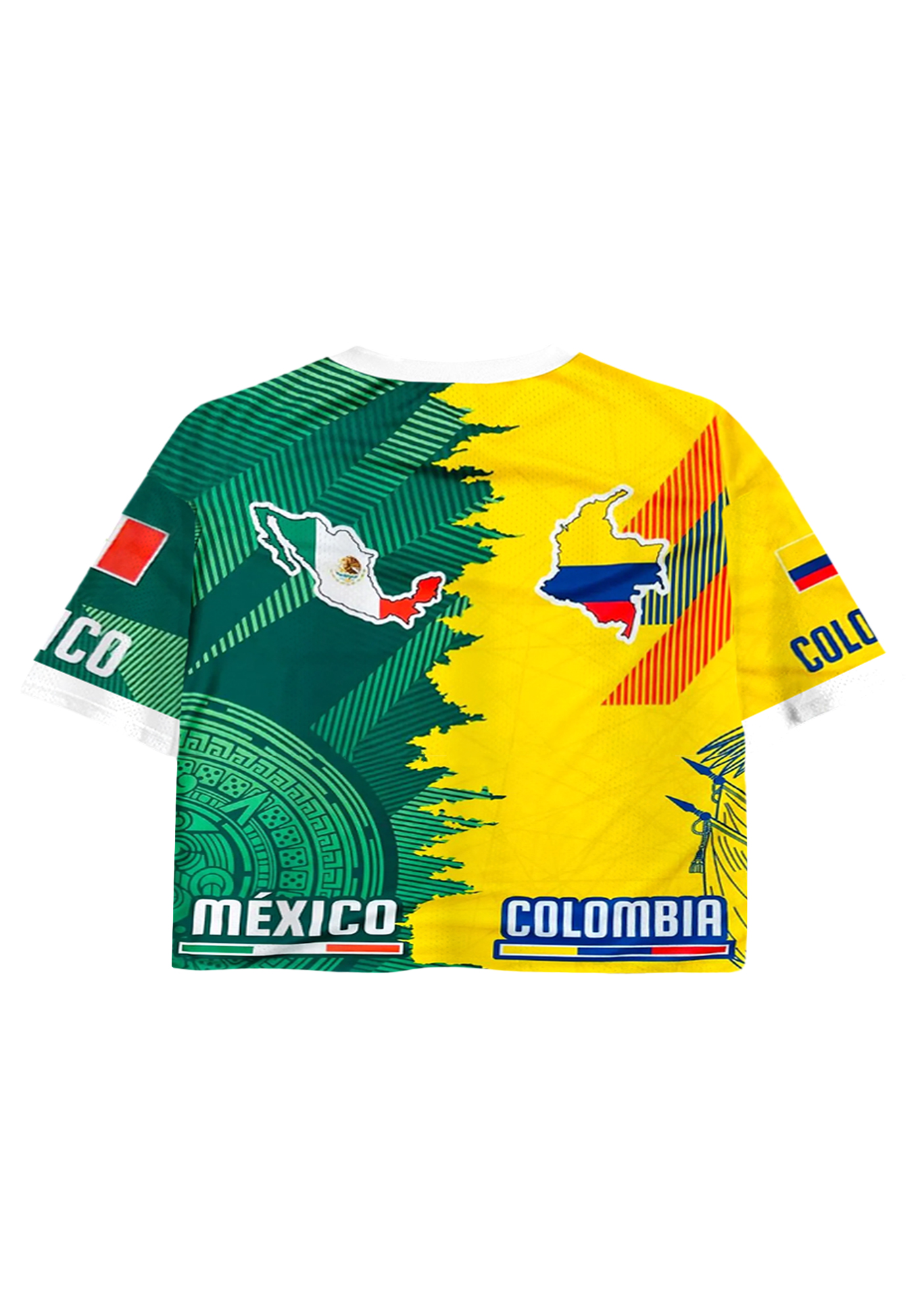 Half Colombia Half Mexico Dual National Cropped Jersey Shirt