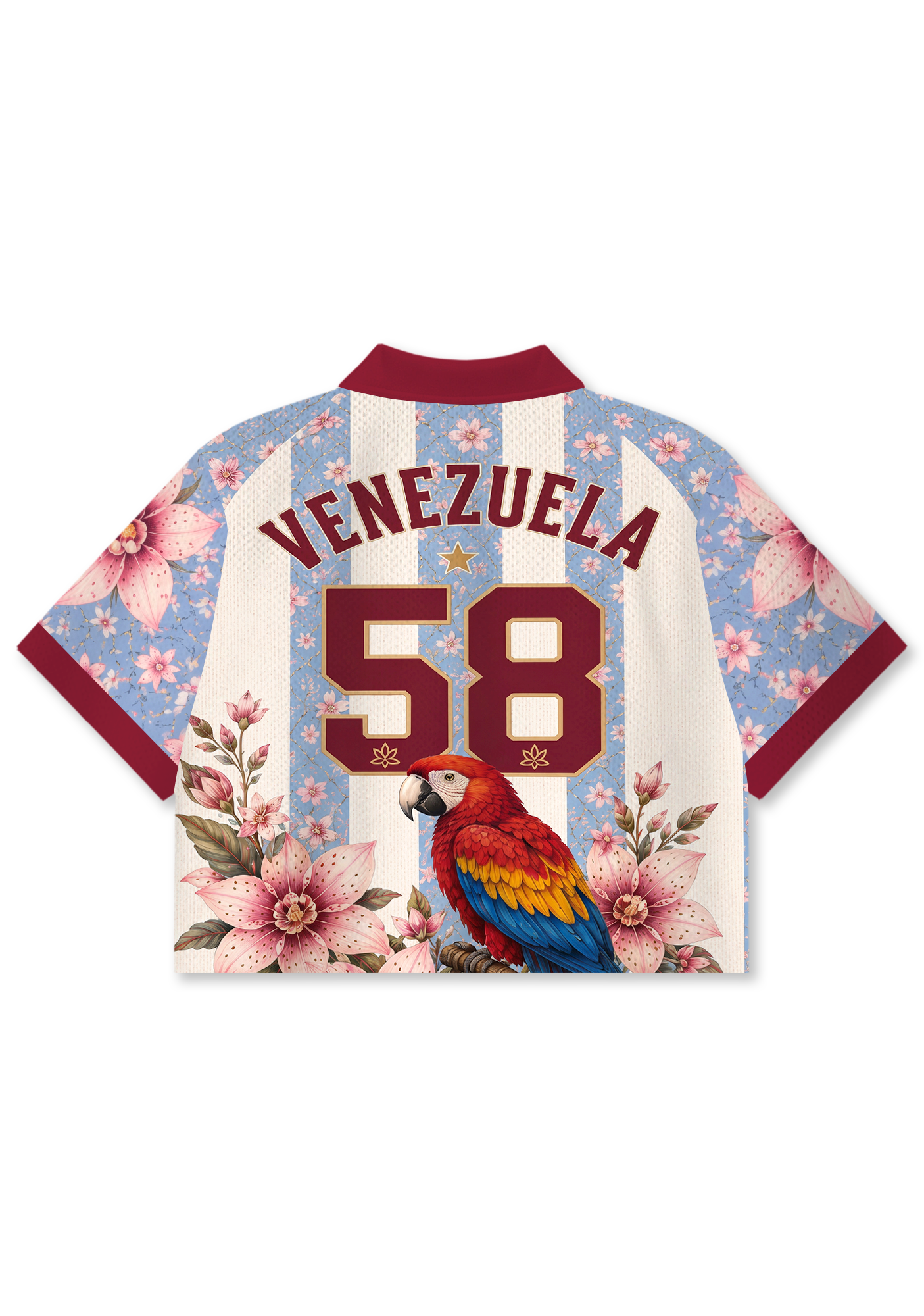Venezuela Inspired Collared Cropped Jersey Shirt