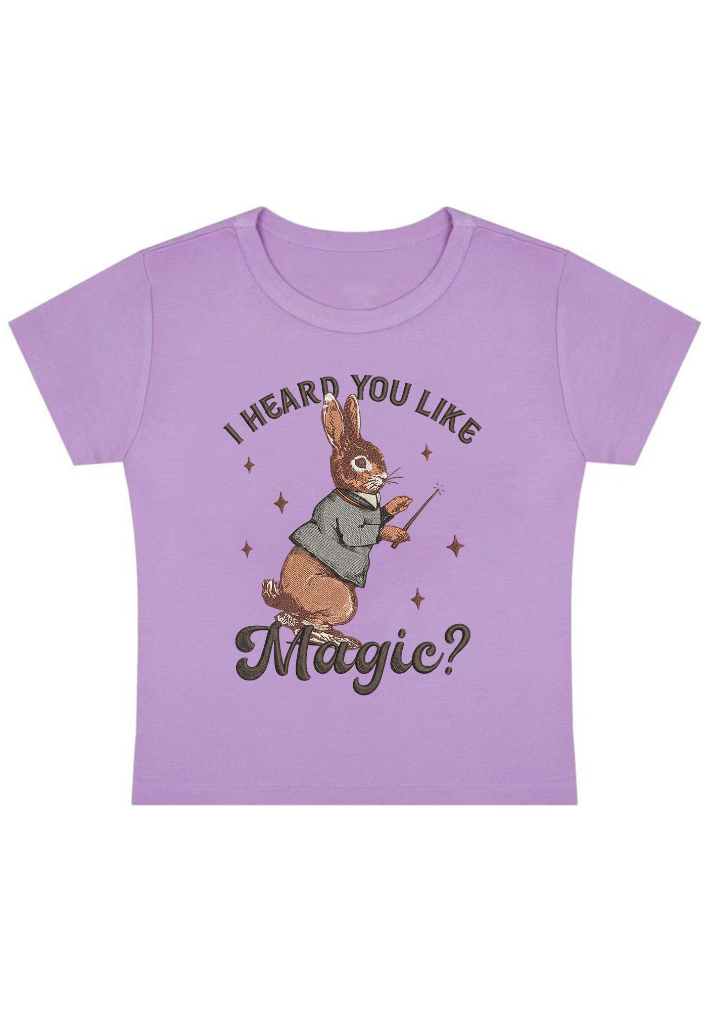 I Heard You Like Magic Embroidery Y2K Baby Tee