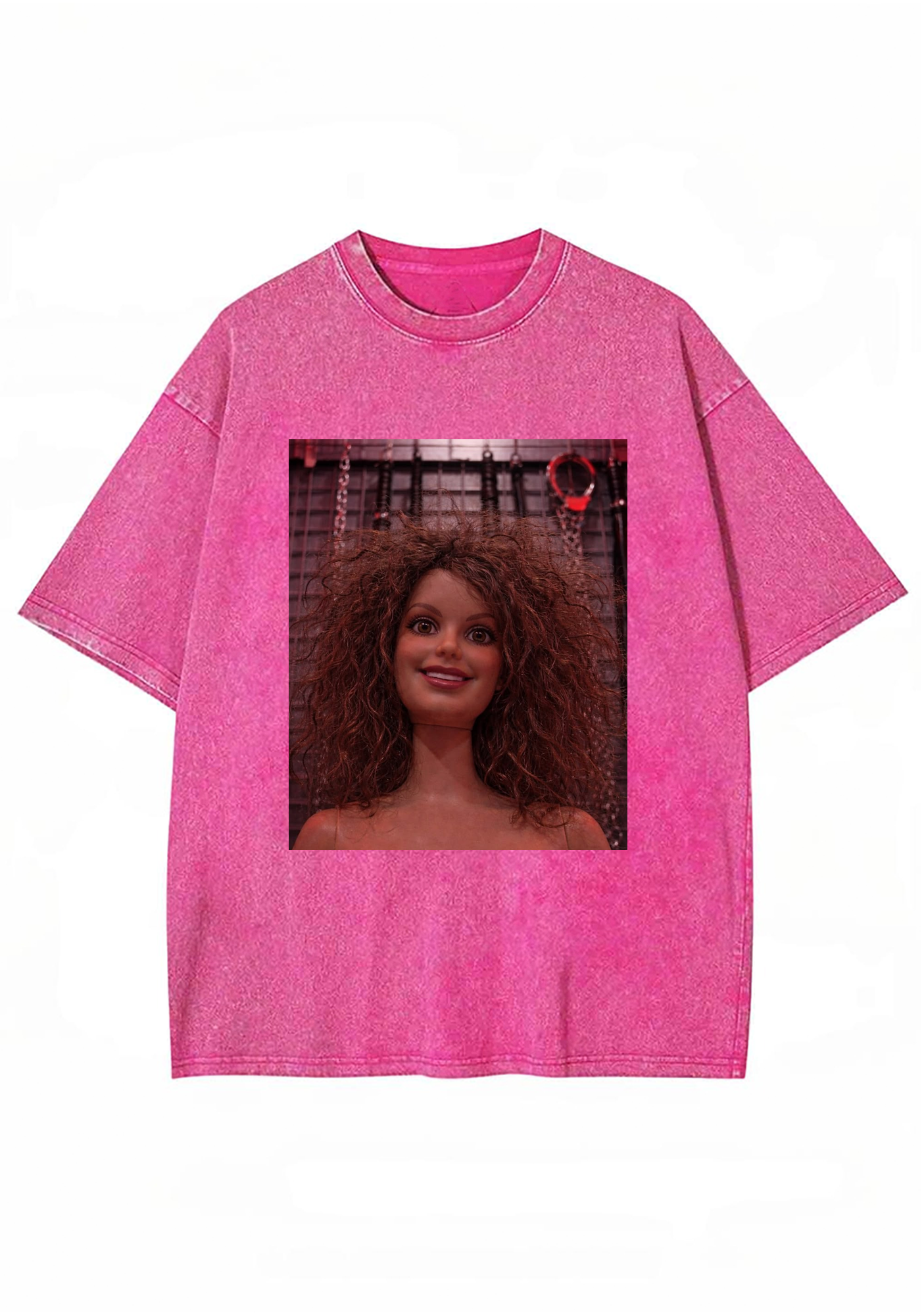 Messy Curly Hair Dark Barbie Y2K Washed Tee